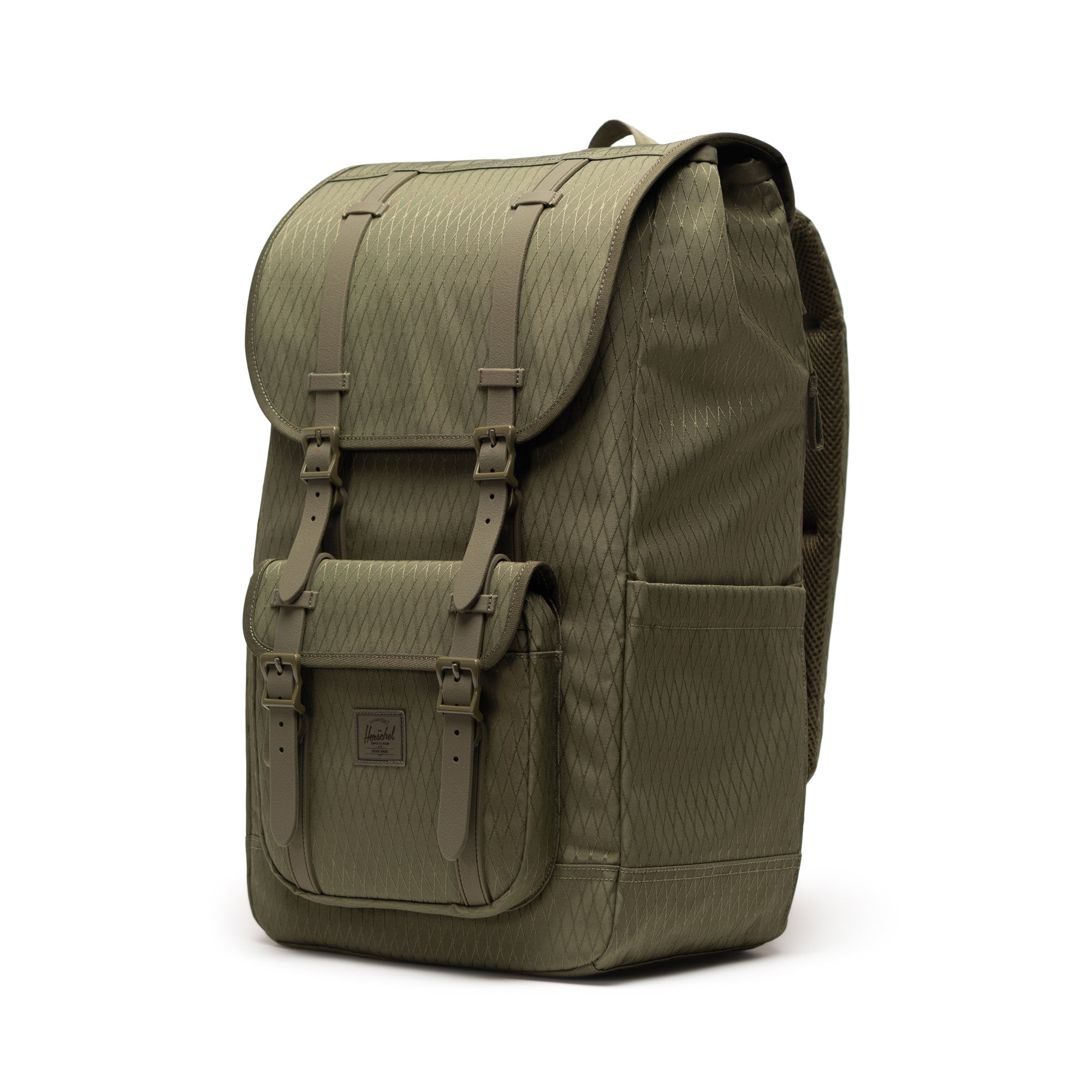 Herschel Little America Backpack 30L in Ivy Green Diamond — angle view 2 # color_Ivy Green Diamond