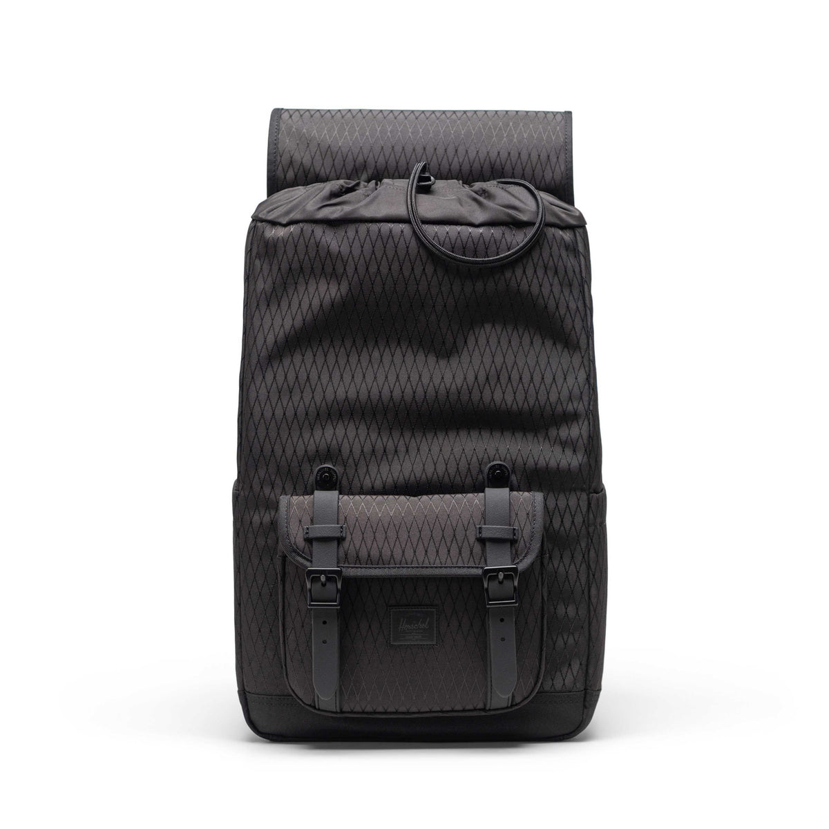 Herschel Little America Mid Backpack 21L in Black Diamond/Black — interior view # color_Black Diamond/Black