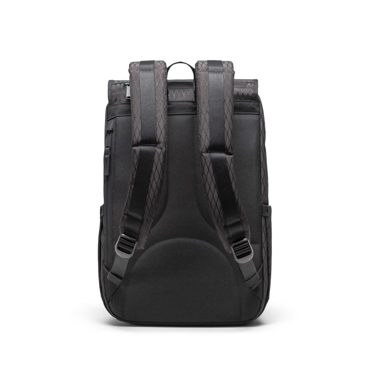 Herschel Little America Mid Backpack 21L in Black Diamond/Black — back view # color_Black Diamond/Black