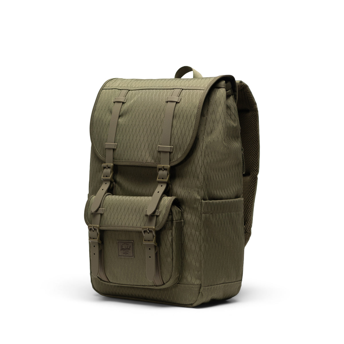 Herschel Little America Mid Backpack 21L in Ivy Green Diamond — angle view 3 # color_Ivy Green Diamond