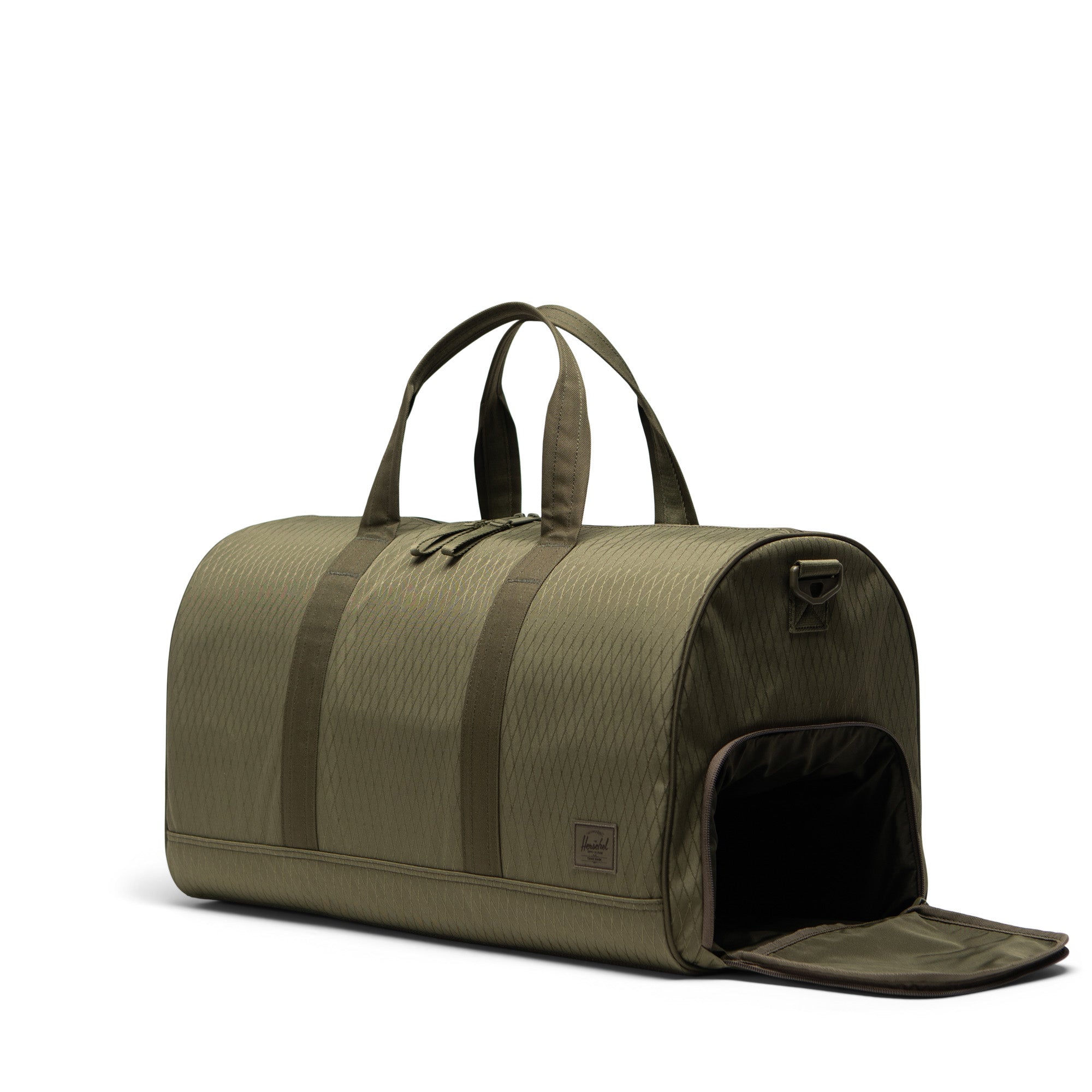 Herschel Novel Duffle 43L in Ivy Green Diamond — interior view # color_Ivy Green Diamond