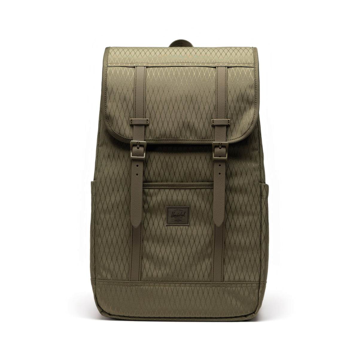 Herschel Retreat Backpack 23L in Ivy Green Diamond — front view # color_Ivy Green Diamond