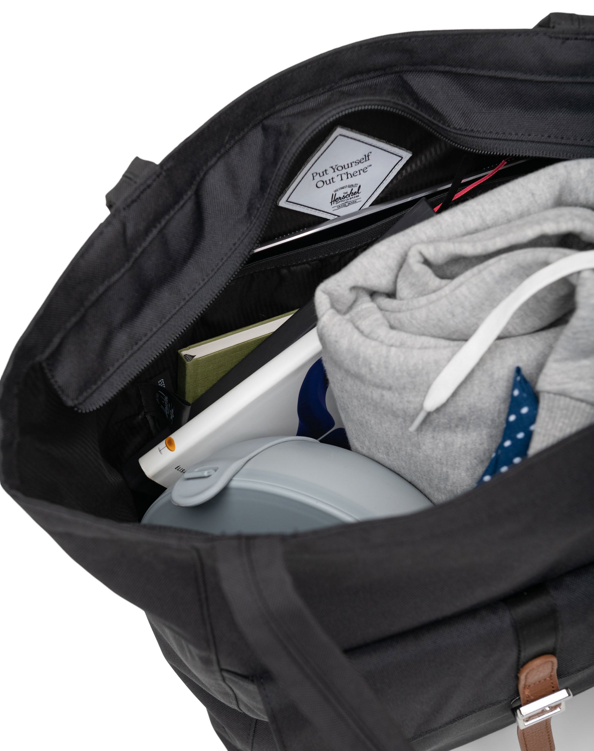 Herschel Retreat Tote 20L in Black — interior view 2