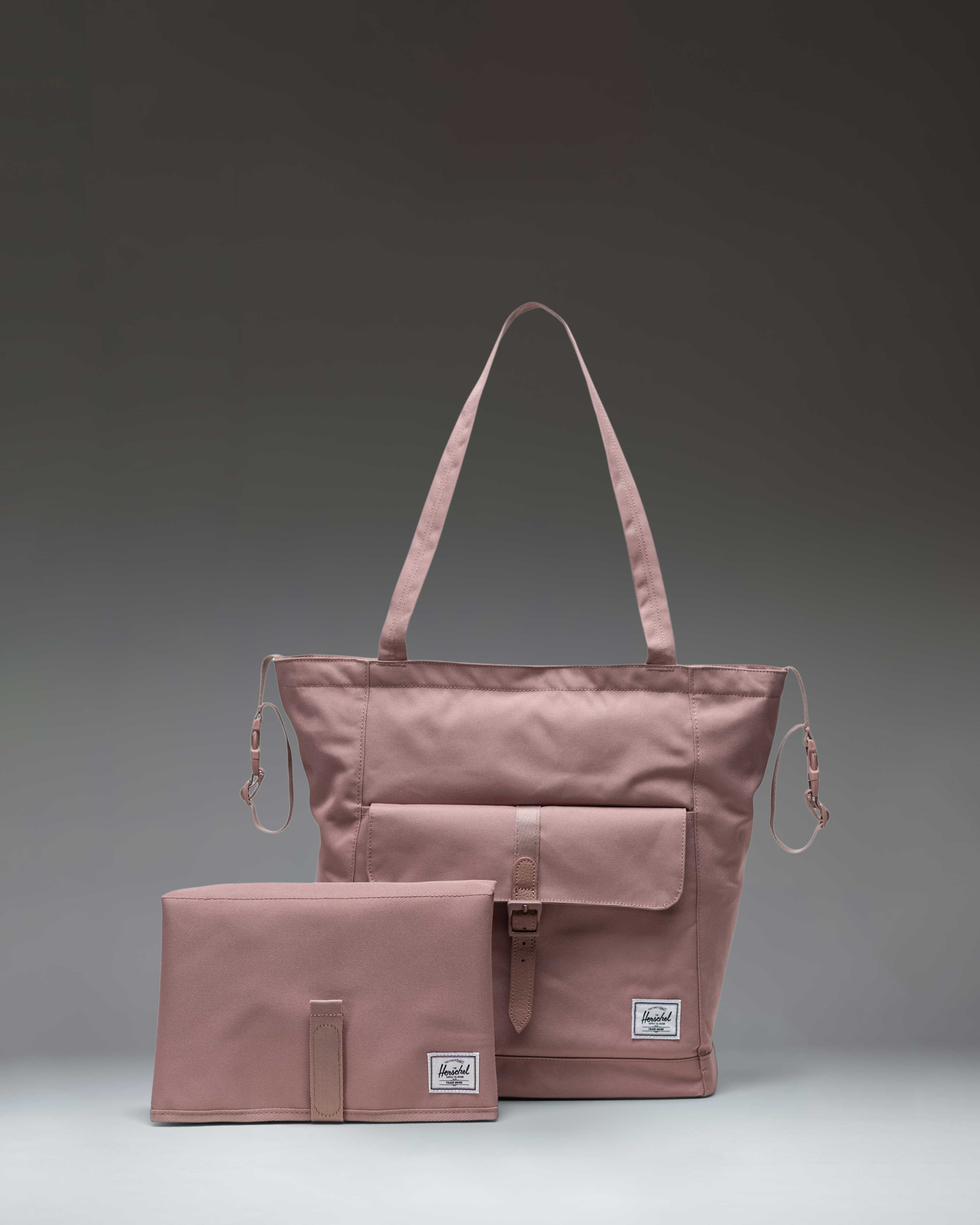 Herschel Retreat Tote Diaper Bag 18.5L in Ash Rose — front view
