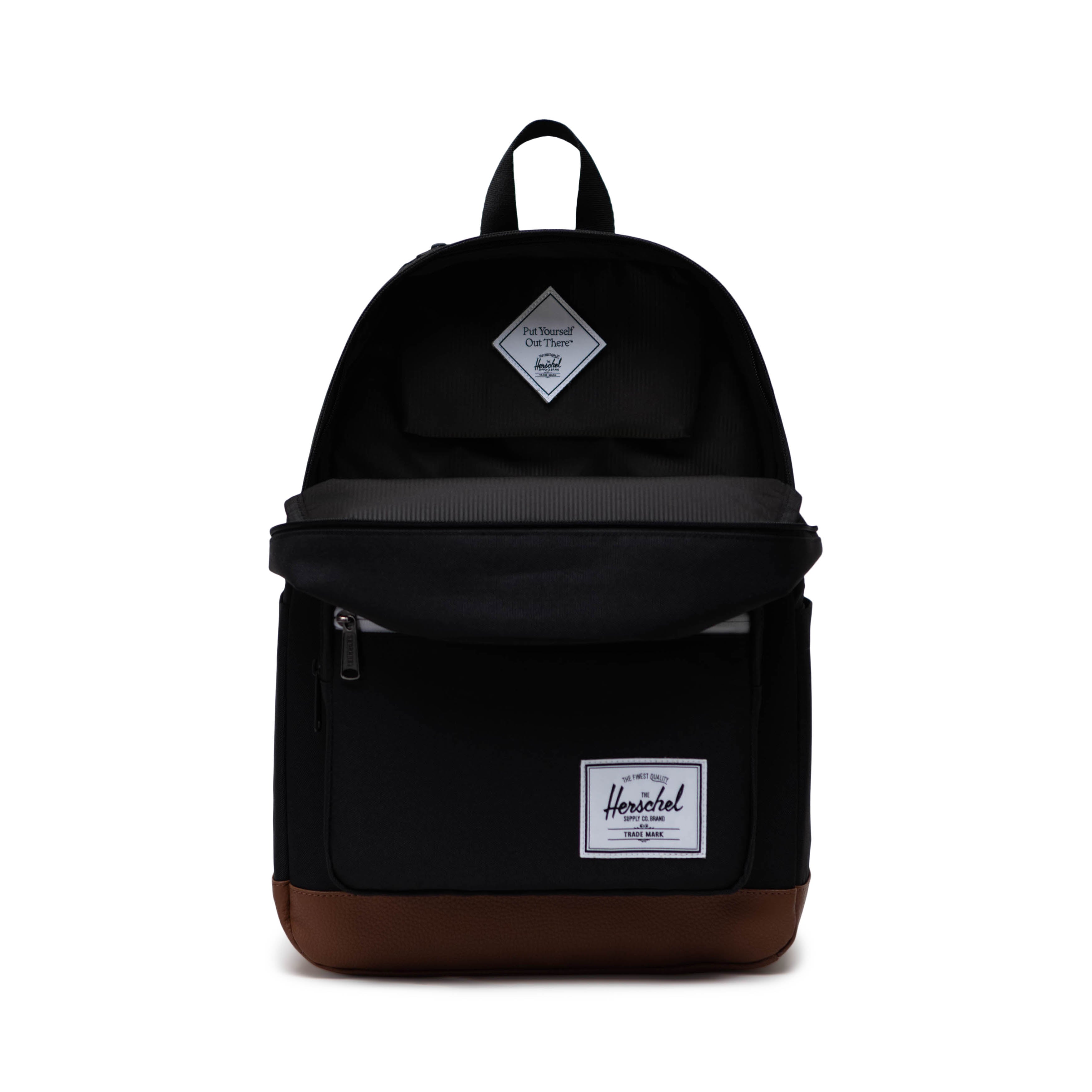 Herschel Pop Quiz Backpack 25L in Black/Tan — interior view