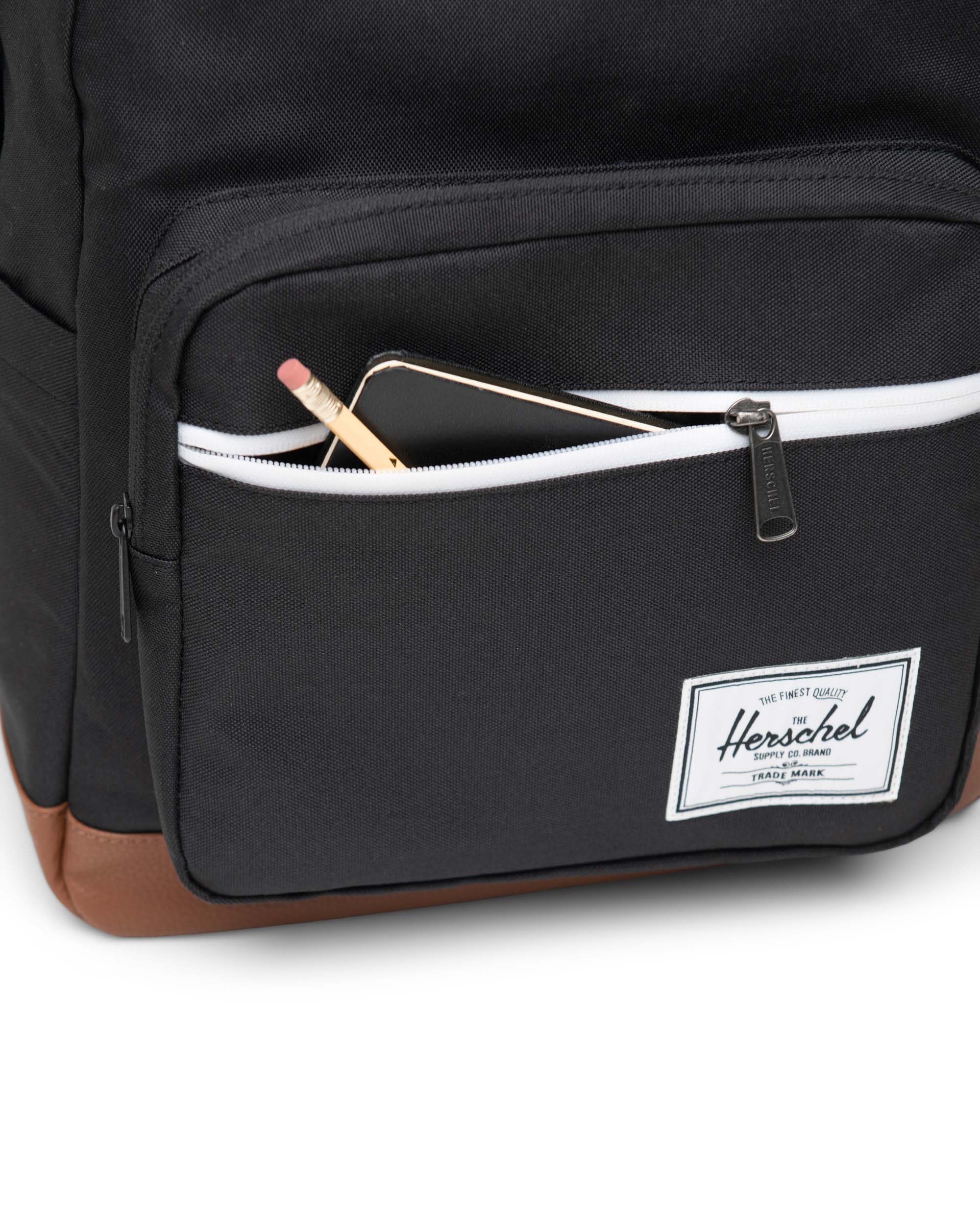 Herschel Pop Quiz Backpack 25L in Black/Tan — detail view 2
