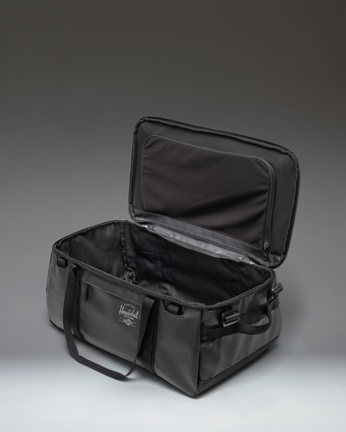 Herschel All Season Duffle 41L in Black — interior view