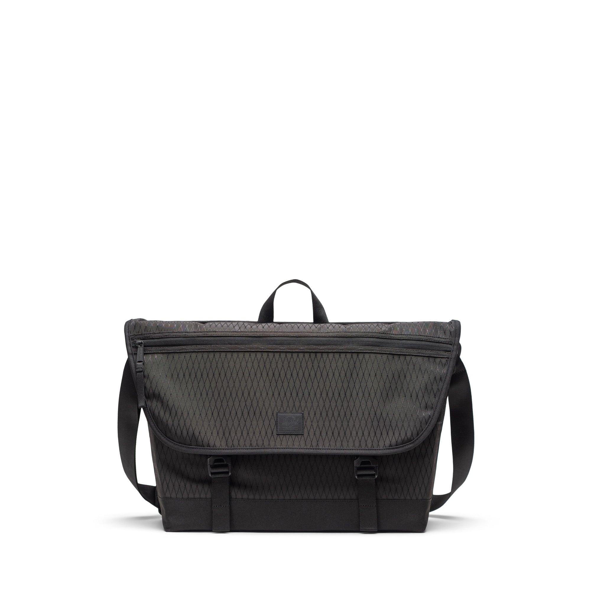 Herschel Cove Messenger - 22.5L in Black Diamond/Black — front view # color_Black Diamond/Black