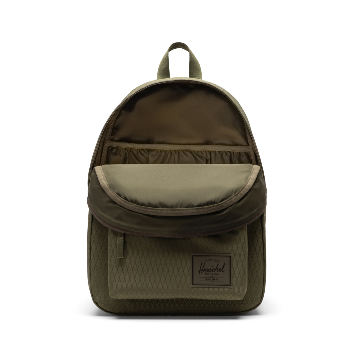 Herschel Classic Backpack 26L in Ivy Green Diamond — angle view 2 # color_Ivy Green Diamond