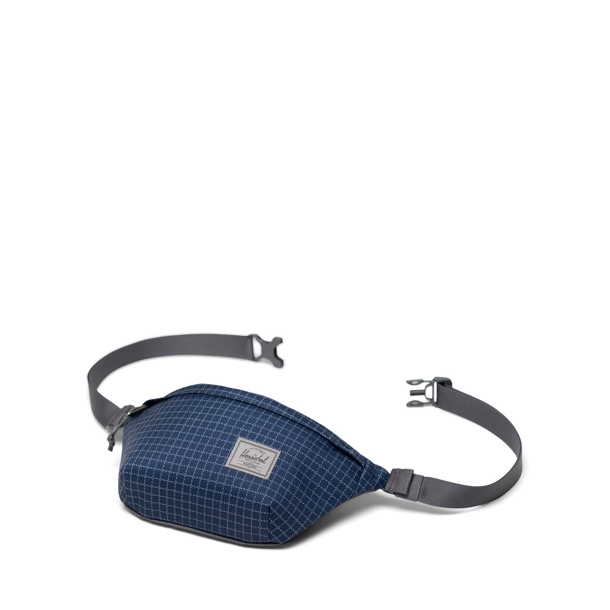 Herschel Classic Hip Pack 1L in Grid Naval Academy/Magnet — angle view 2 # color_Grid Naval Academy/Magnet