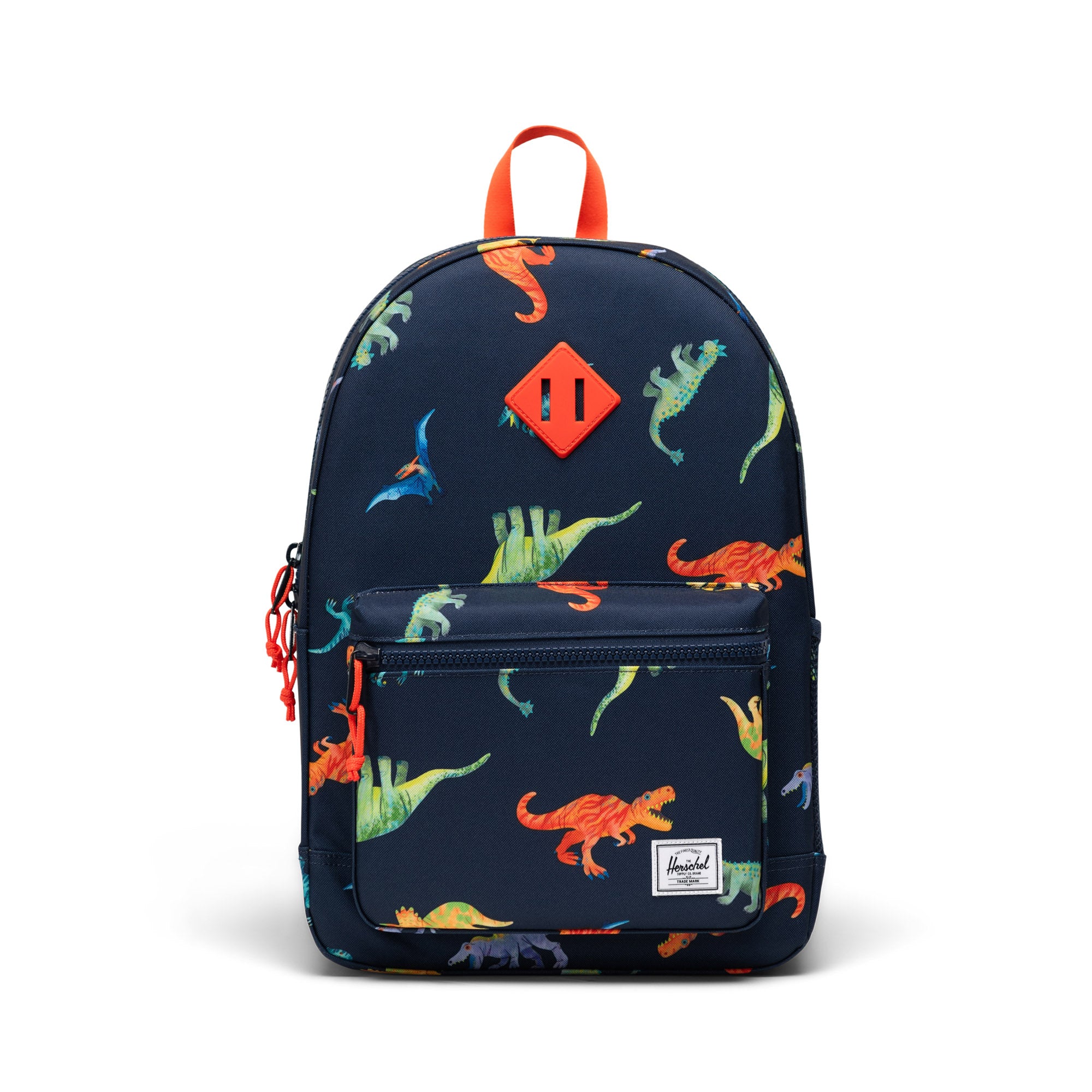 Herschel Heritage Youth Backpack 26L in Watercolour Dinos Darkest Navy — front view # color_Watercolour Dinos Darkest Navy