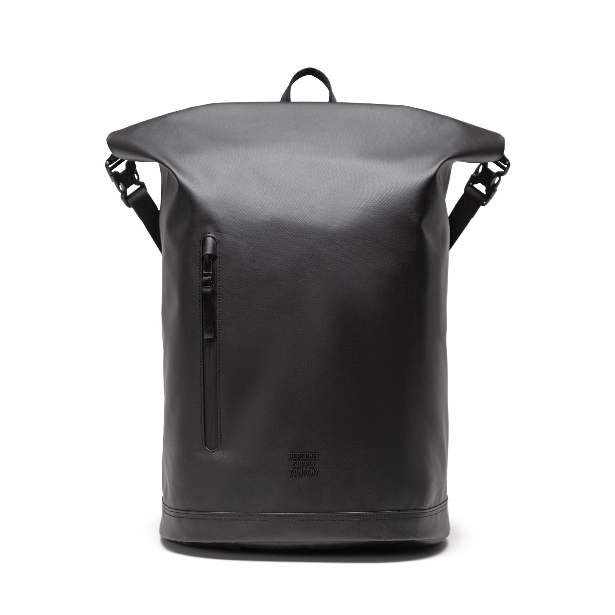 Herschel Roll Top Backpack Weather Resistant 26L in Black — front view