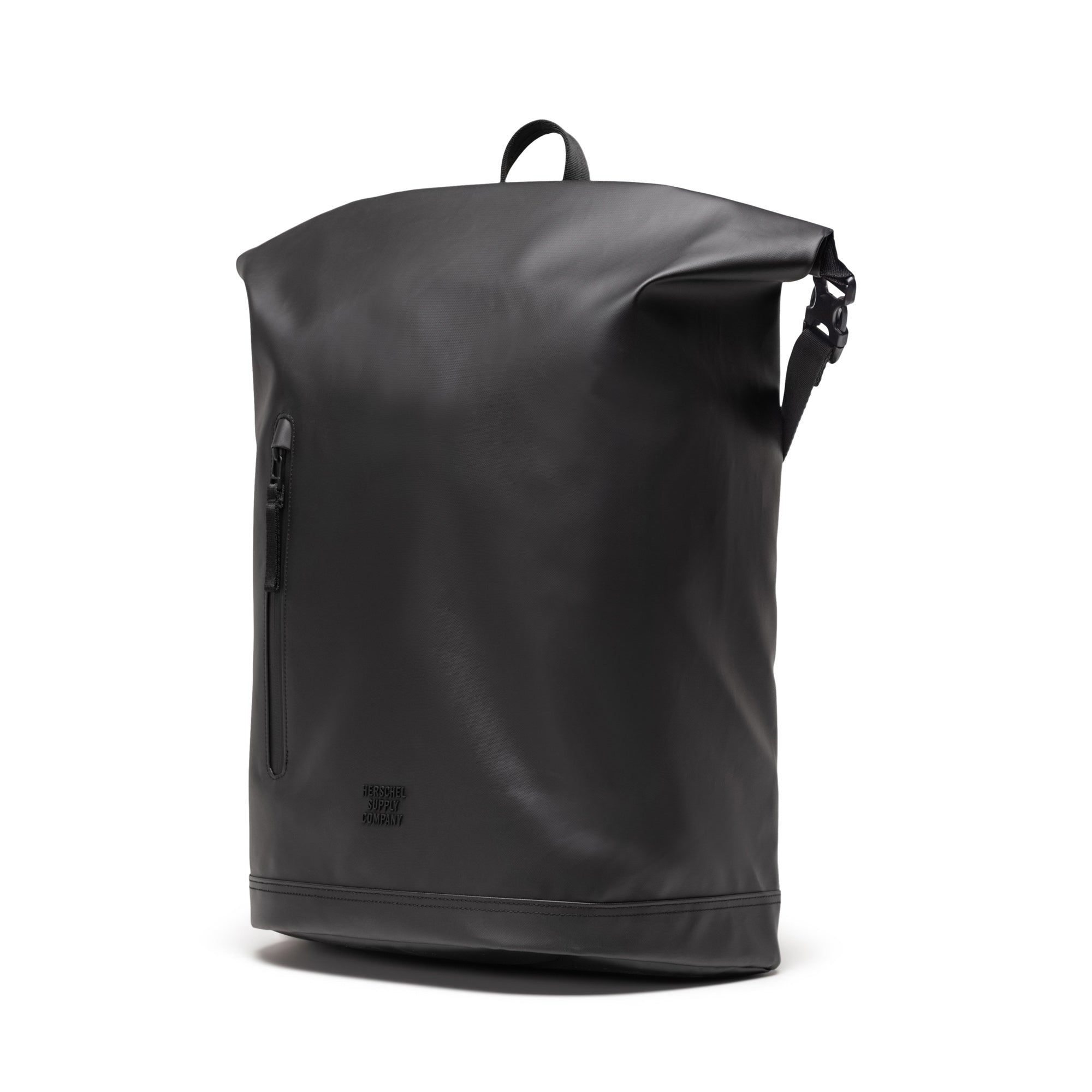 Herschel Roll Top Backpack Weather Resistant 26L in Black — angle view 3