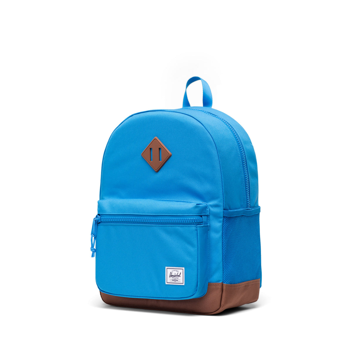 Herschel Heritage Kids Backpack 20L in French Blue/Saddle Brown — angle view 3 # color_French Blue/Saddle Brown