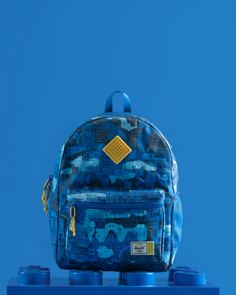 LEGO Herschel Heritage Kids Backpack 20L in Abstract Bricks Blue — front view