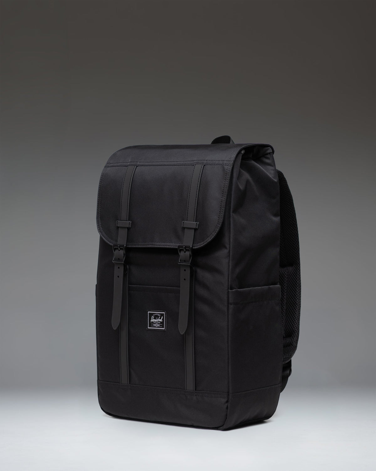 Herschel Retreat Backpack Twill in Black/Grey — angle view 2