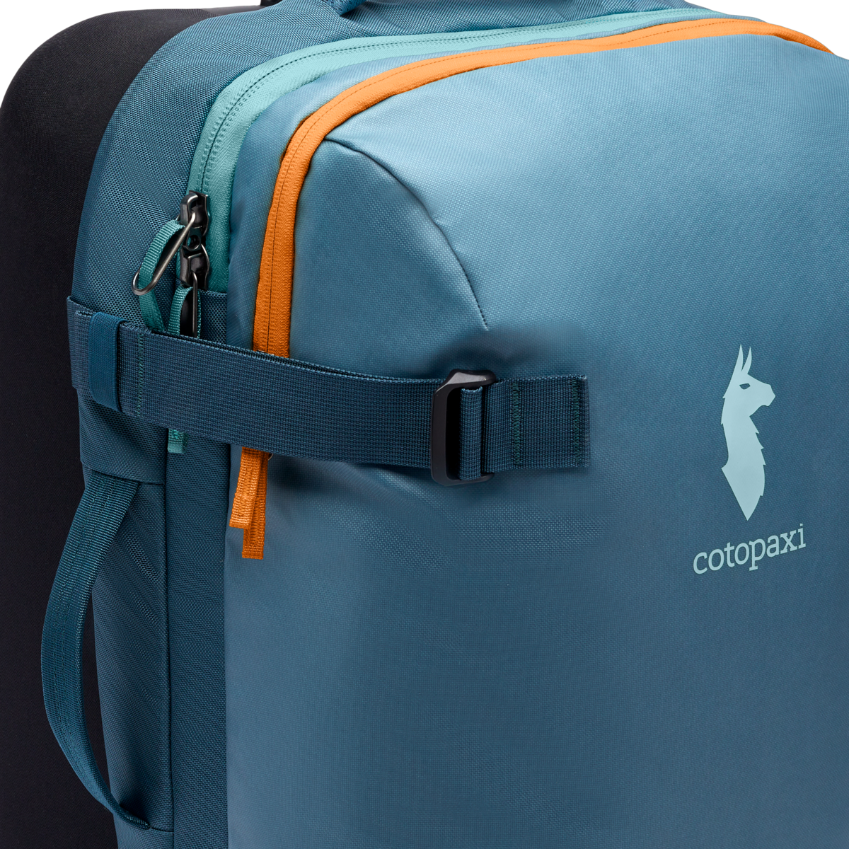 Cotopaxi Allpa 38L Roller Bag in Blue Spruce — lifestyle