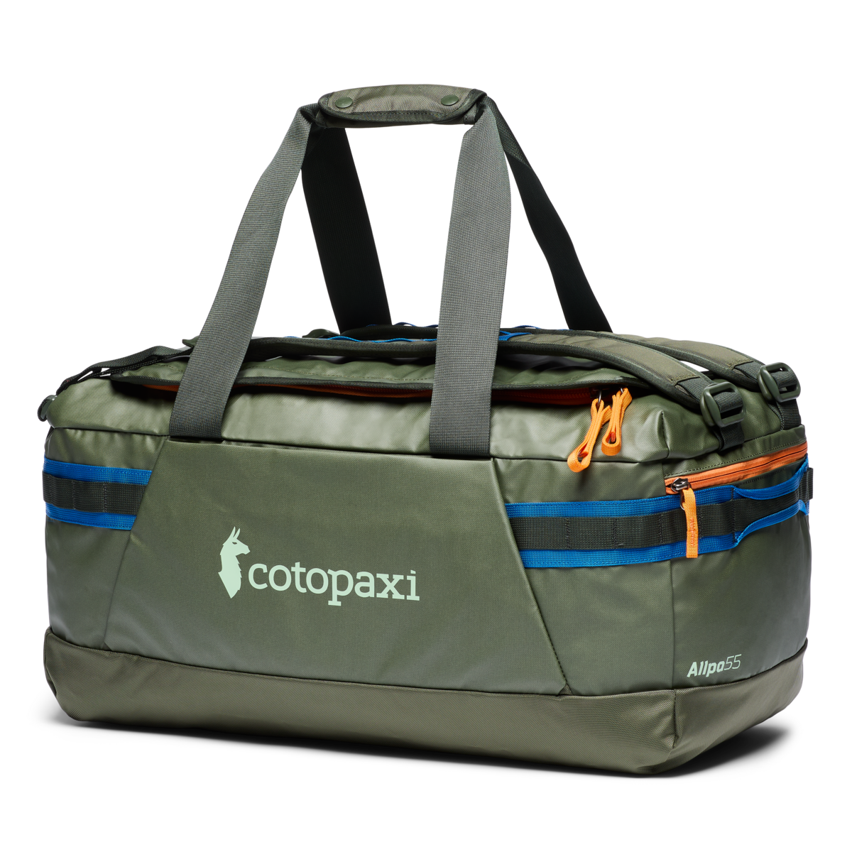 Cotopaxi Allpa Getaway 55L Duffel in Fatigue — front view