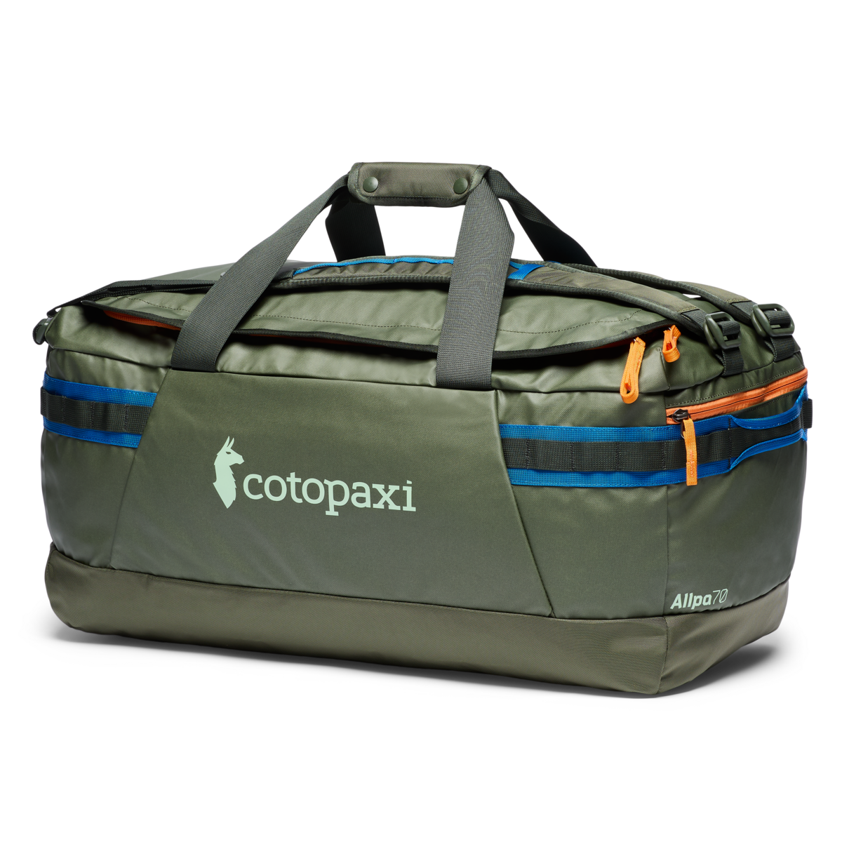 Cotopaxi Allpa Getaway 70L Duffel in Fatigue — front view