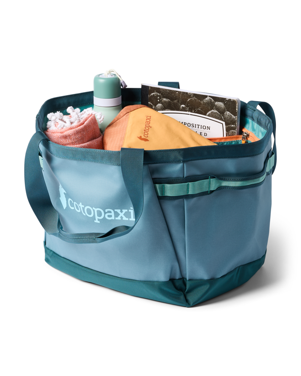 Cotopaxi Allpa 30L Gear Hauler Tote in Blue Spruce/Abyss — angle view 2