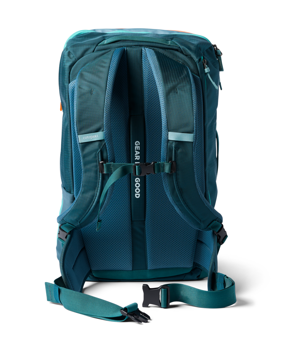 Cotopaxi Allpa 35L Travel Pack in Blue Spruce/Abyss — back view