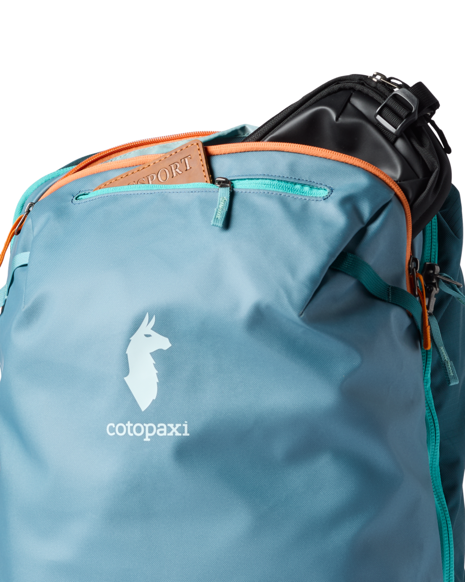 Cotopaxi Allpa 42L Travel Pack in Blue Spruce/Abyss — interior view