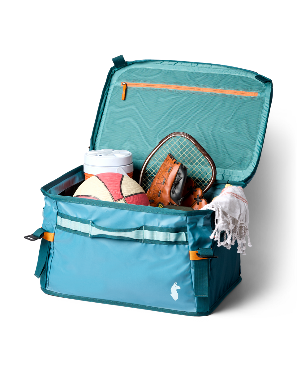 Cotopaxi Allpa 60L Gear Hauler Box in Blue Spruce/Abyss — angle view 3