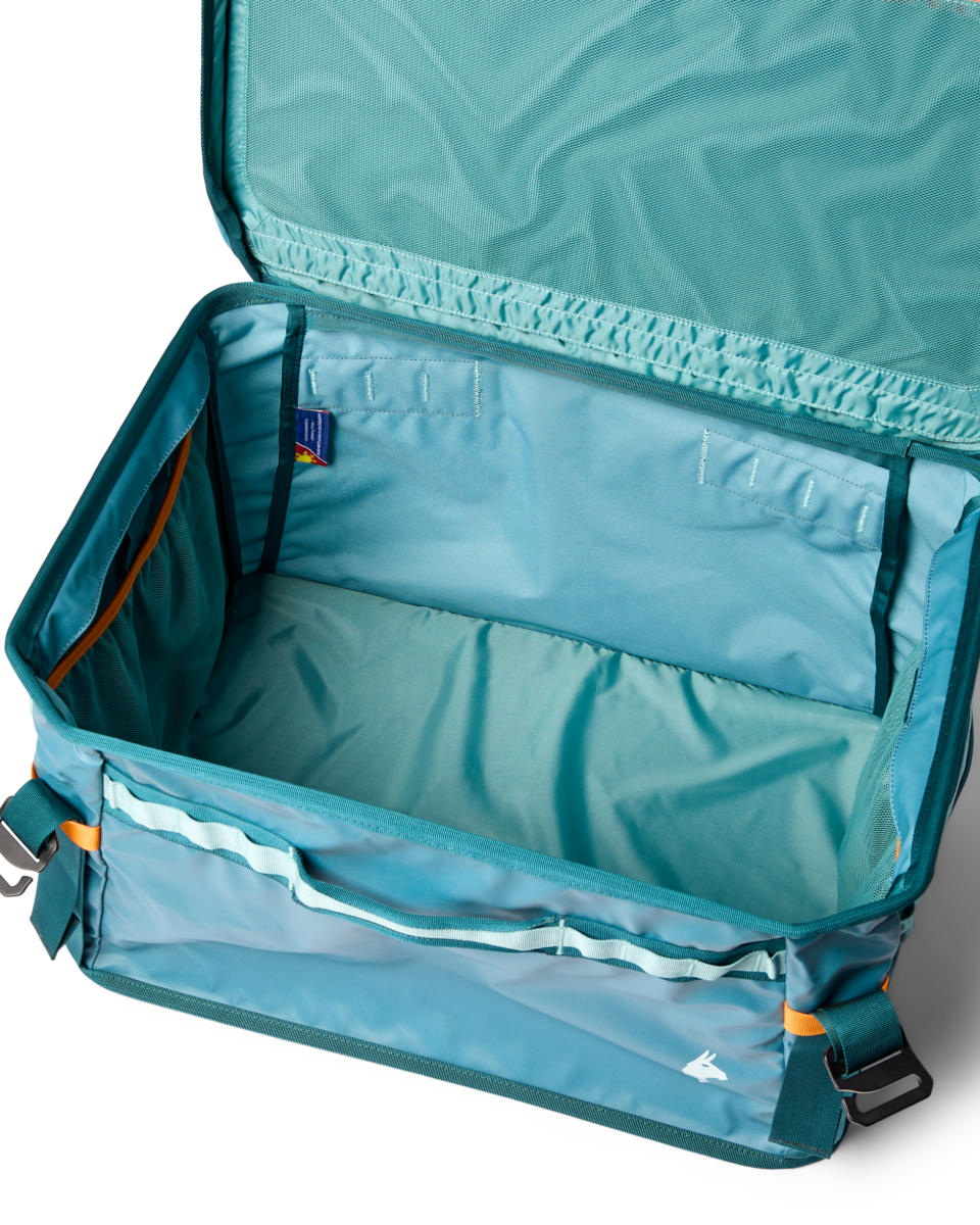 Cotopaxi Allpa 60L Gear Hauler Box in Blue Spruce/Abyss — interior view