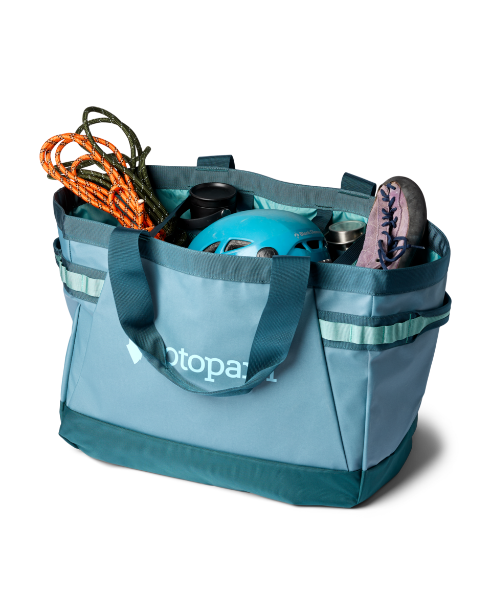 Cotopaxi Allpa 60L Gear Hauler Tote in Blue Spruce/Abyss — angle view 2