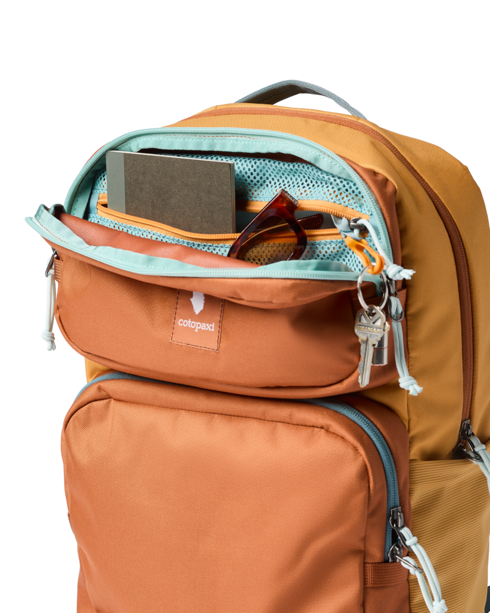 Cotopaxi Tasra 16L Backpack in Whiskey and Honeycomb — angle view 2