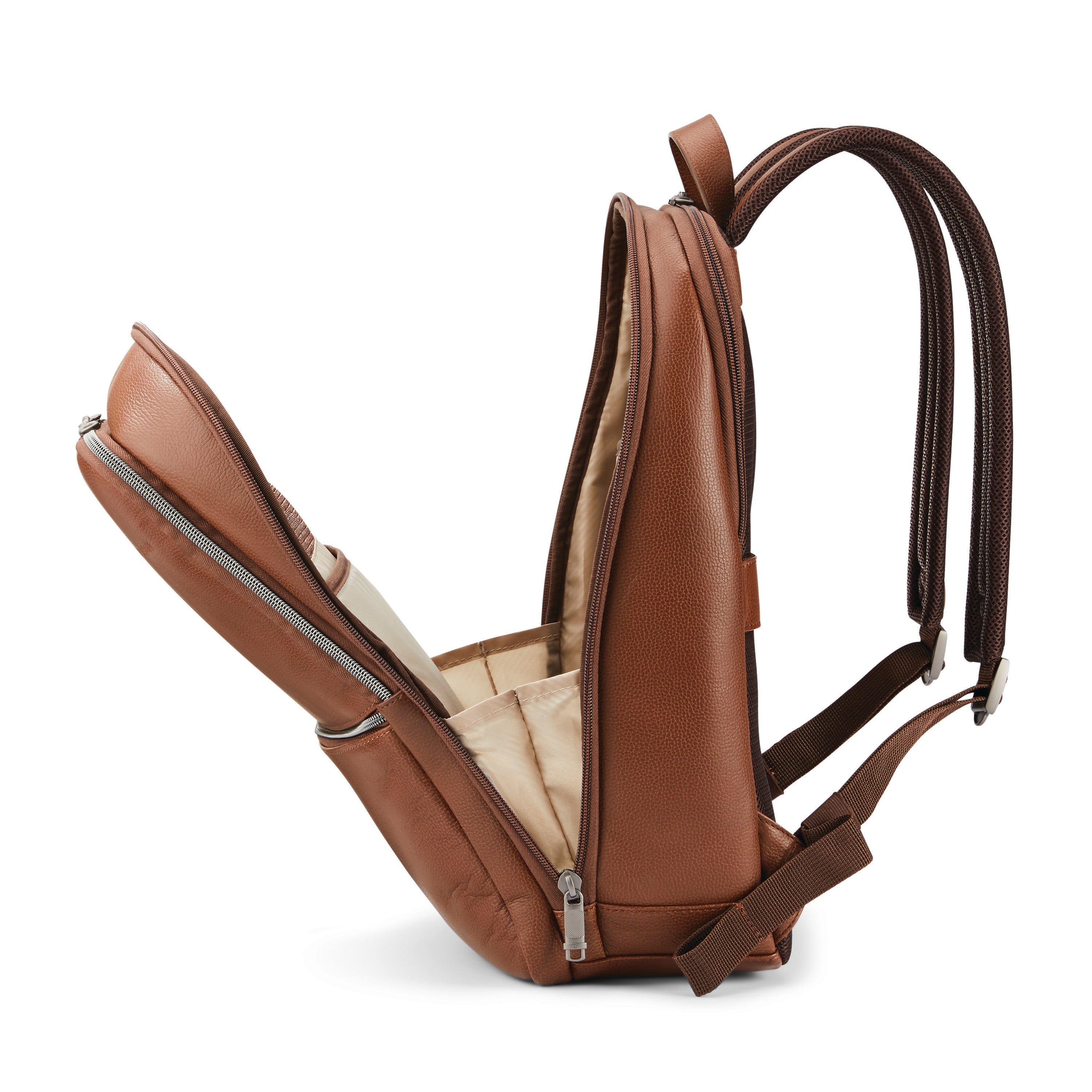 Samsonite Classic Leather Slim Backpack - Cognac