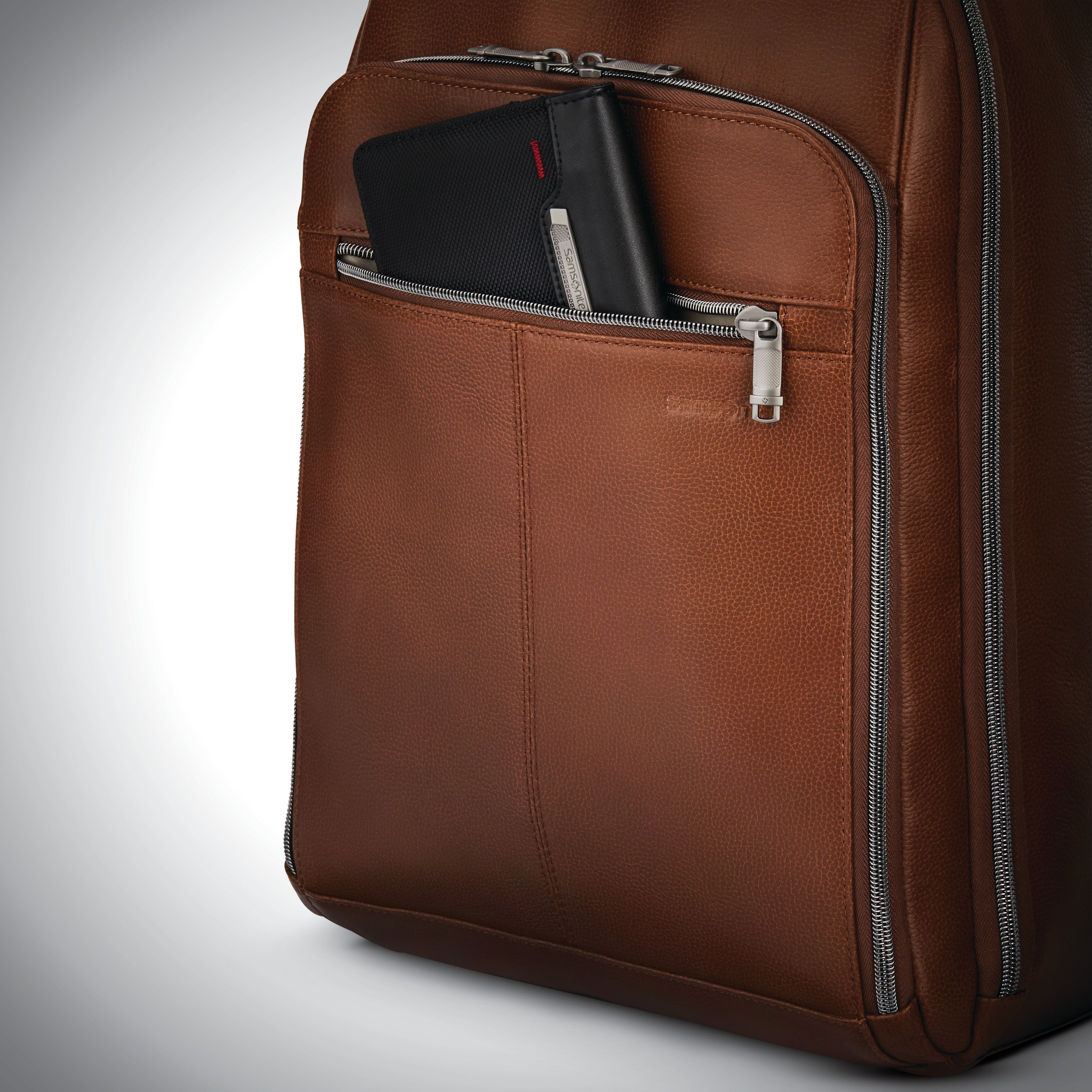 Samsonite Classic Leather Backpack - Cognac