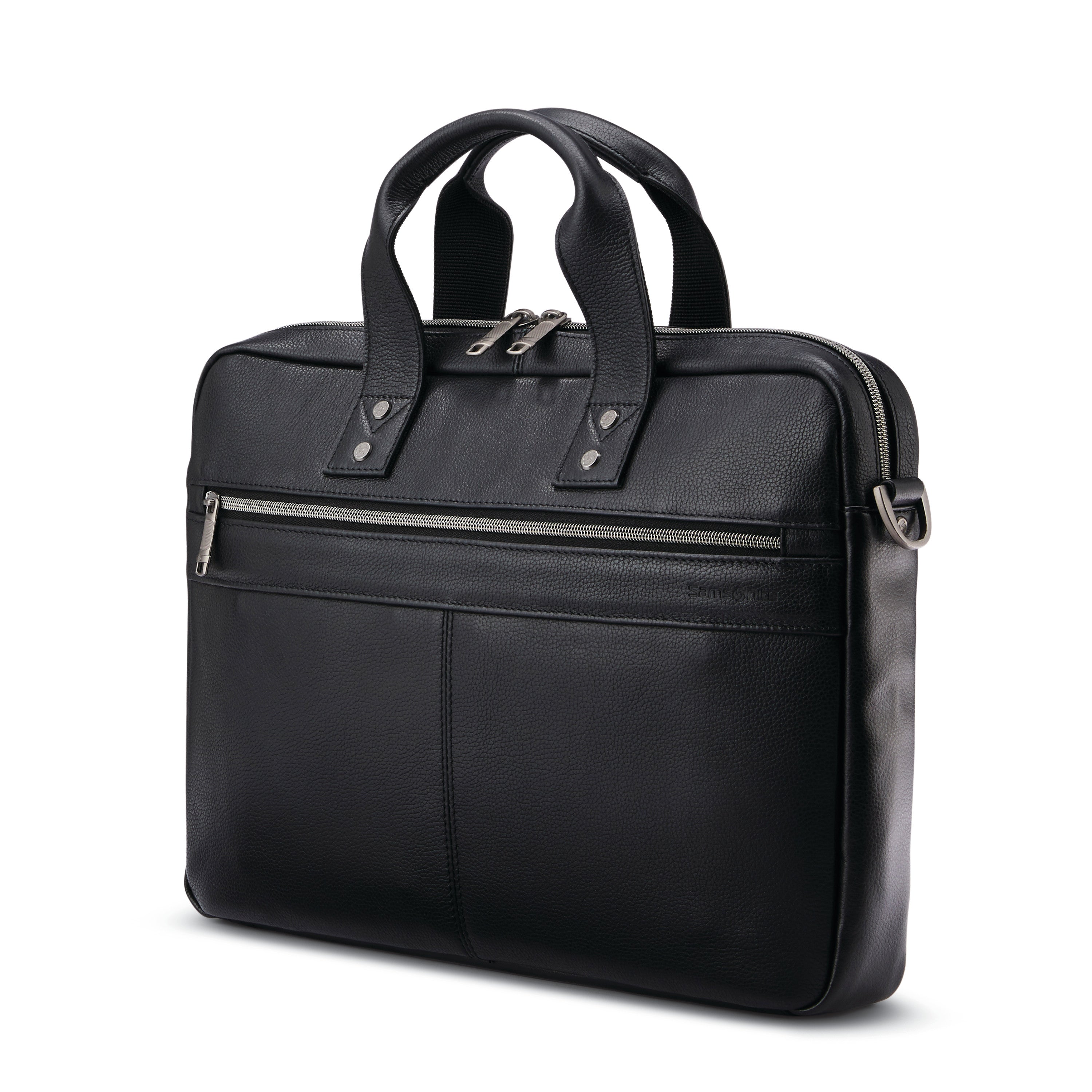 Samsonite Classic Leather Slim Brief - BLACK