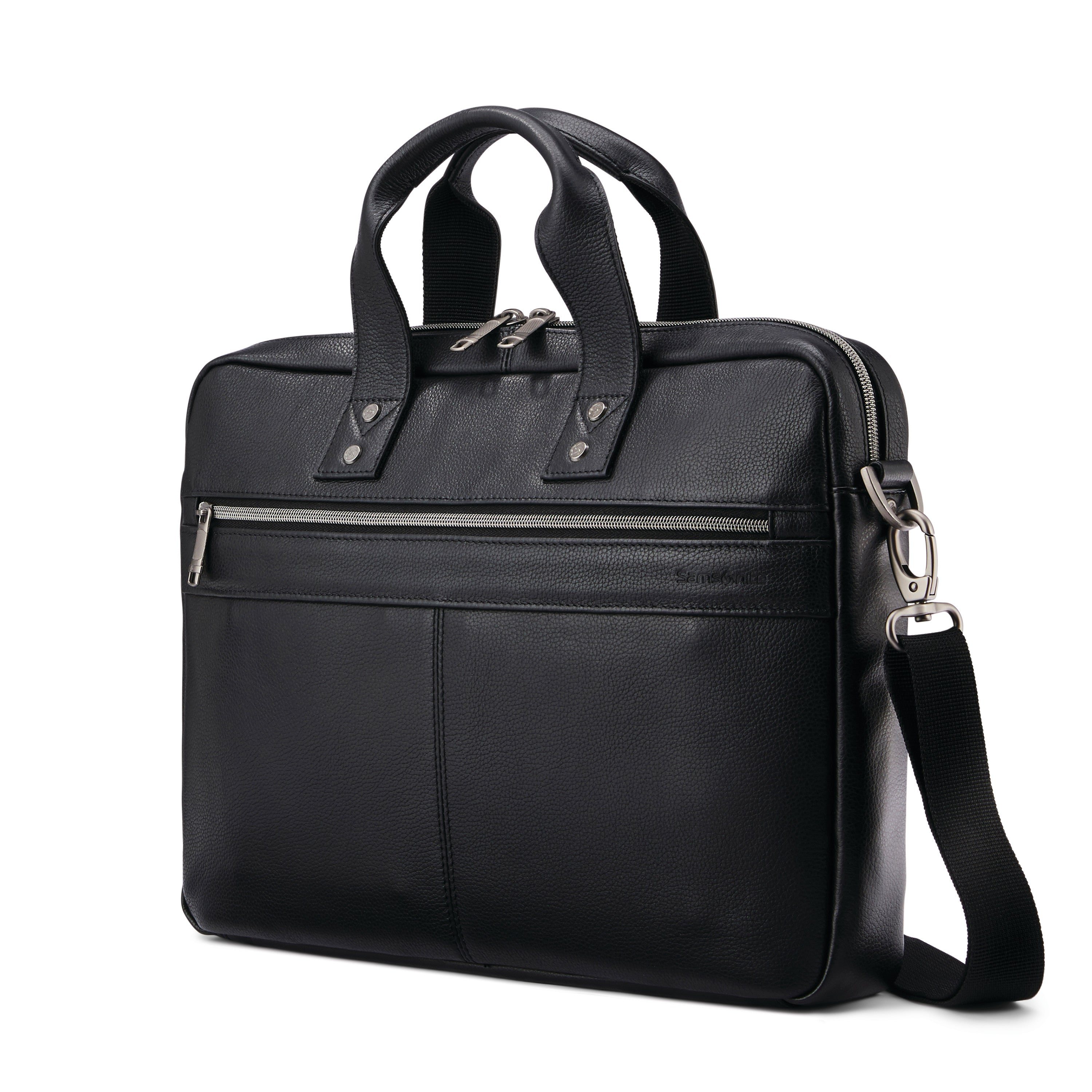 Samsonite Classic Leather Slim Brief - BLACK