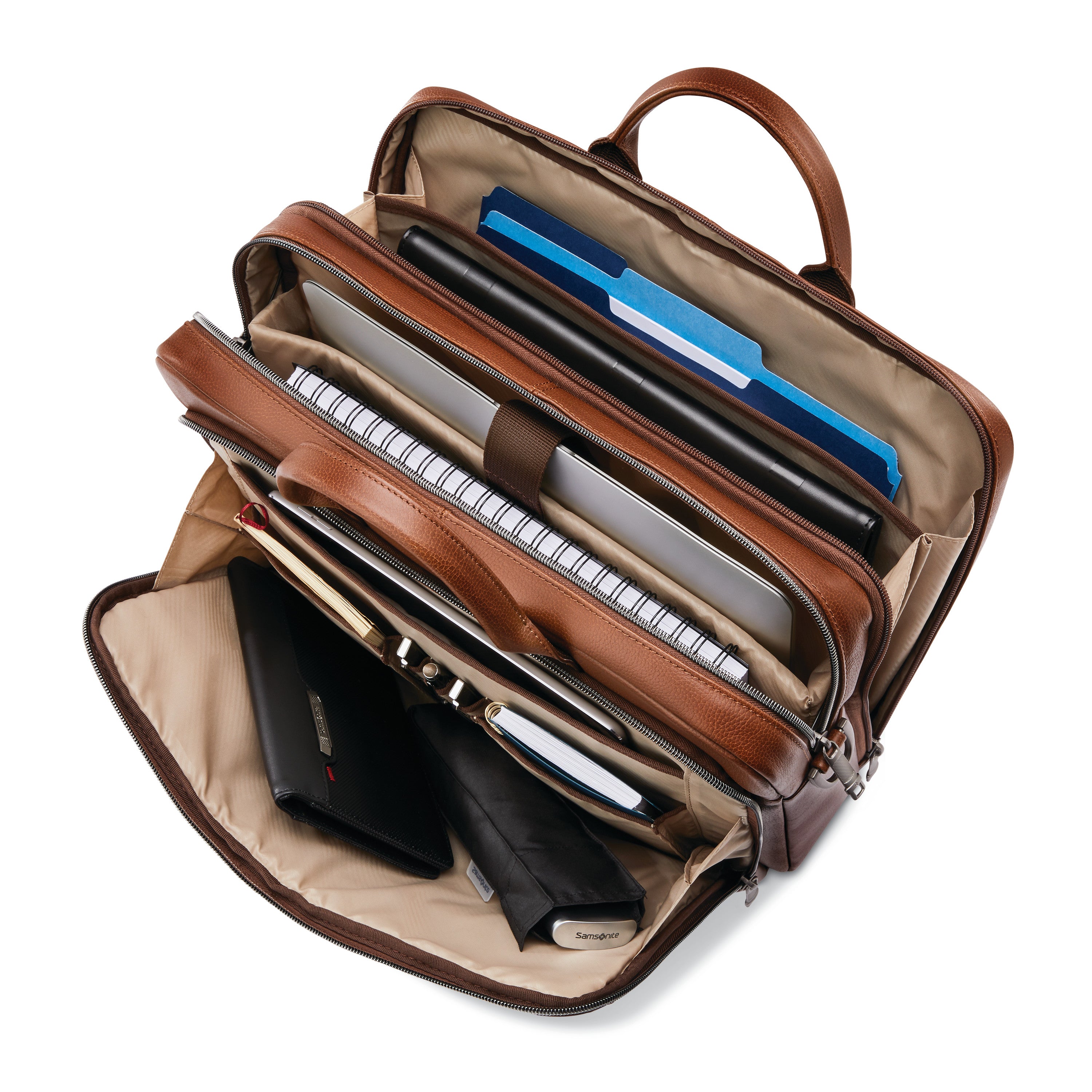 Samsonite Classic Leather Toploader - Cognac