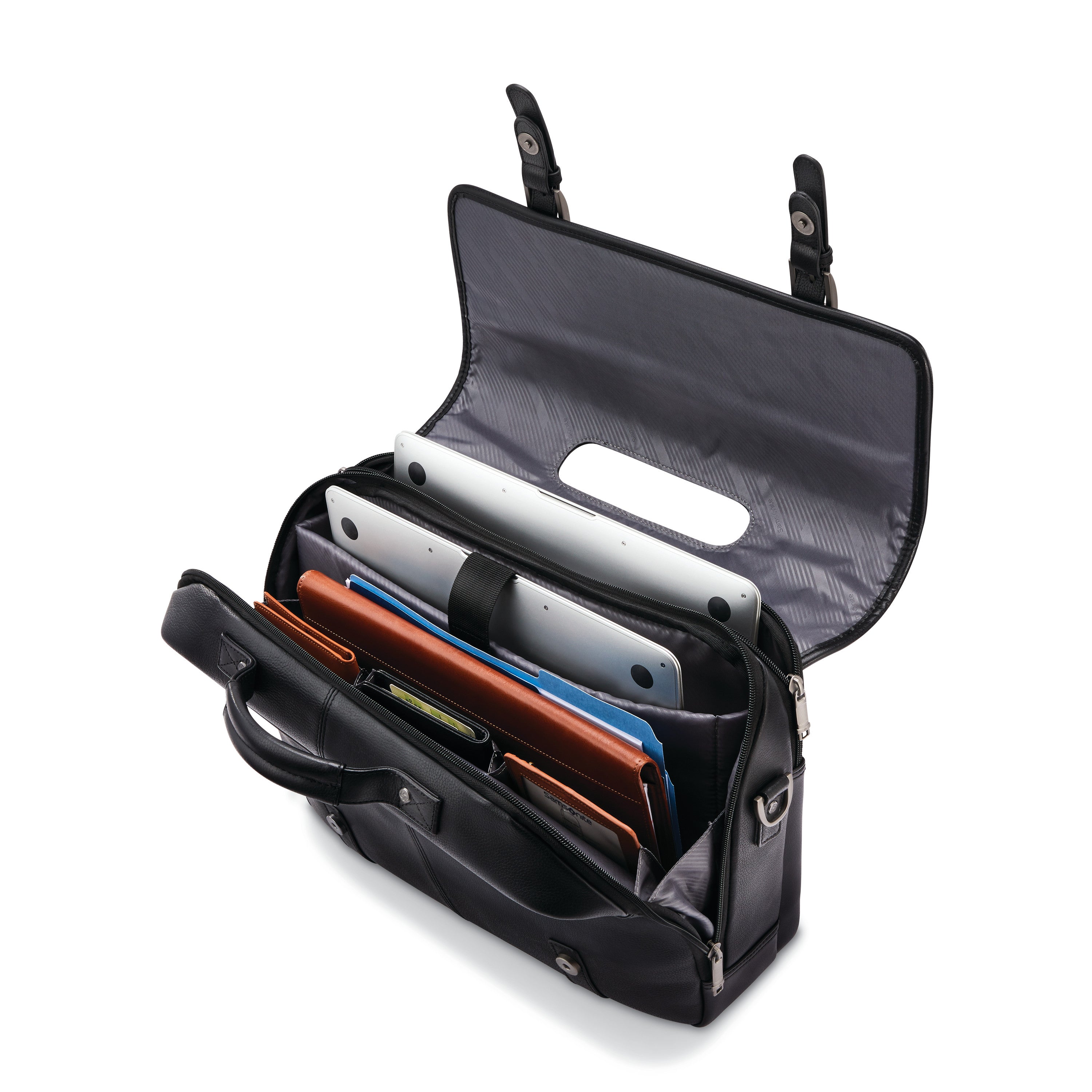 Samsonite Classic Leather Flapover - Black