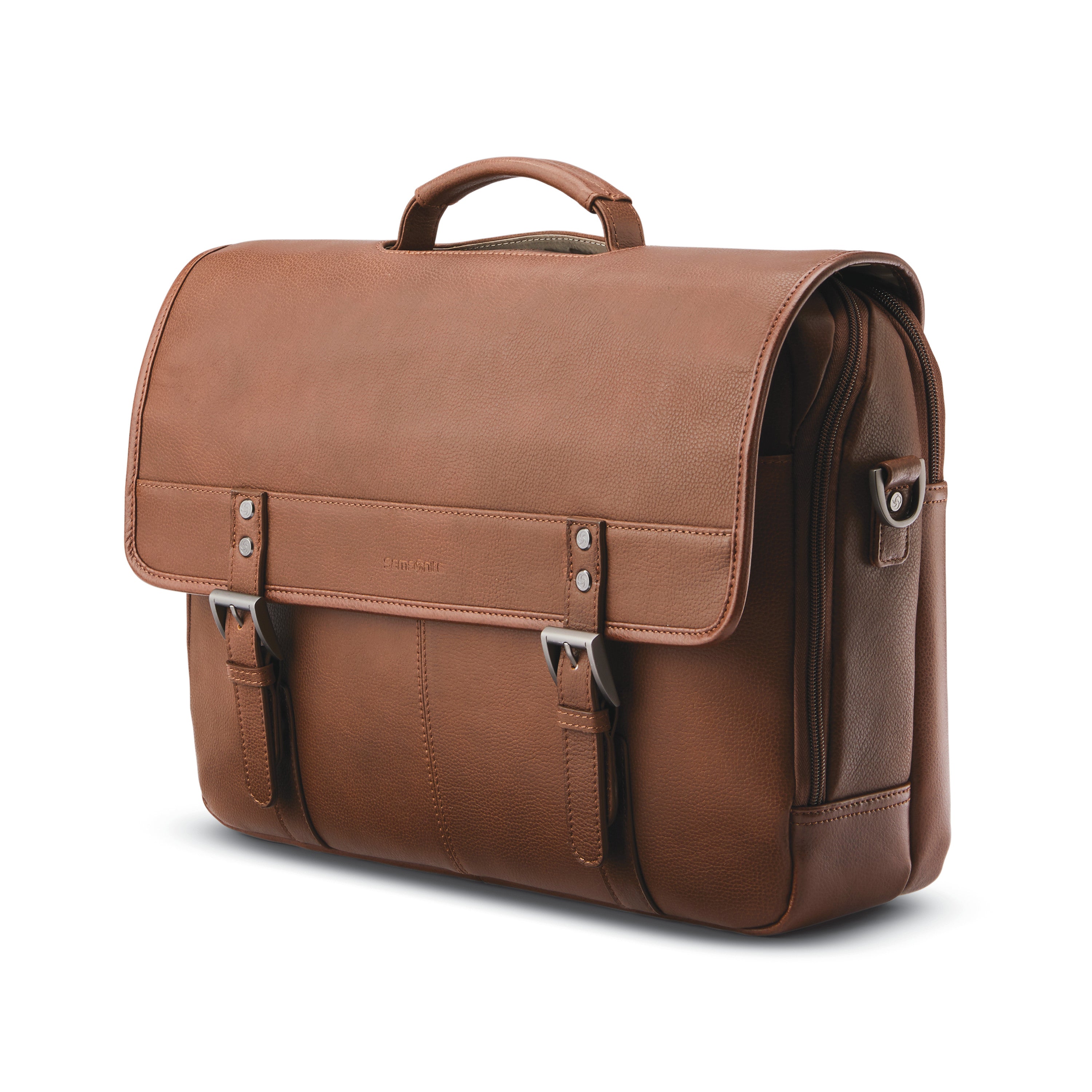 Samsonite Classic Leather Flapover - Cognac