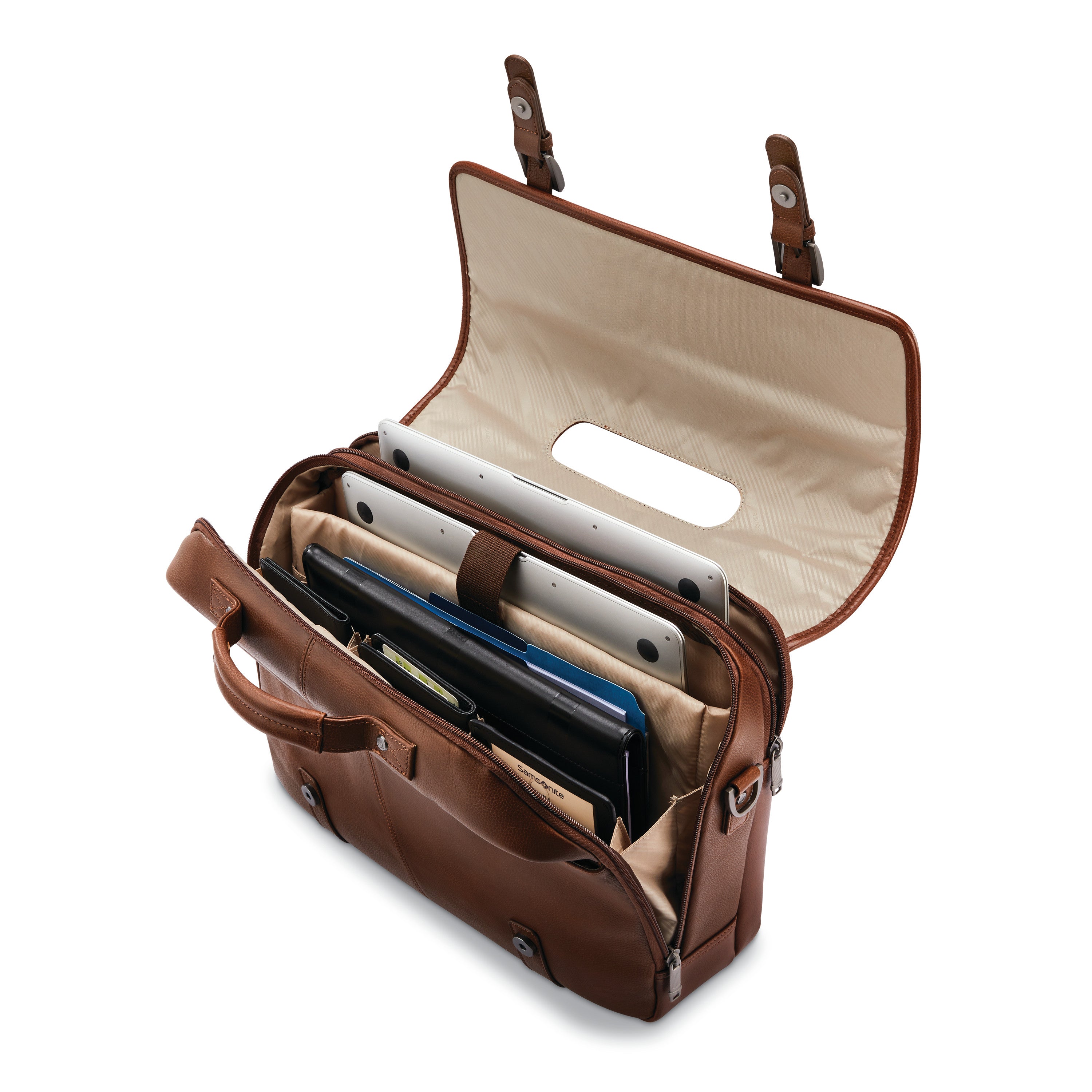 Samsonite Classic Leather Flapover - Cognac