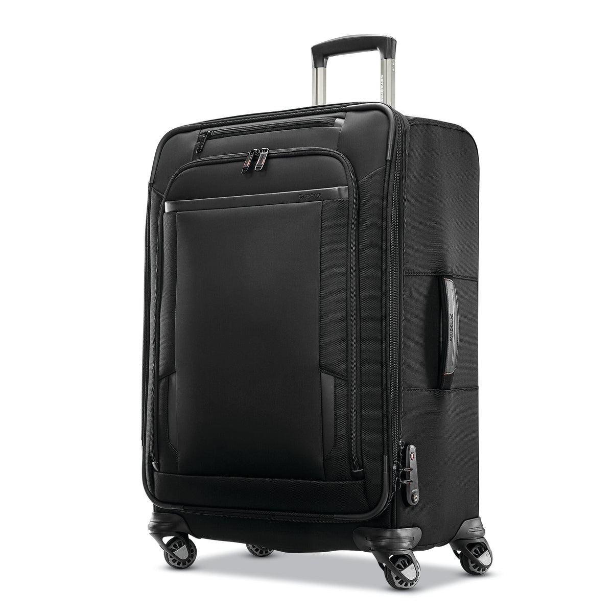 Samsonite Pro Medium Checked Expandable Spinner in Black — front view