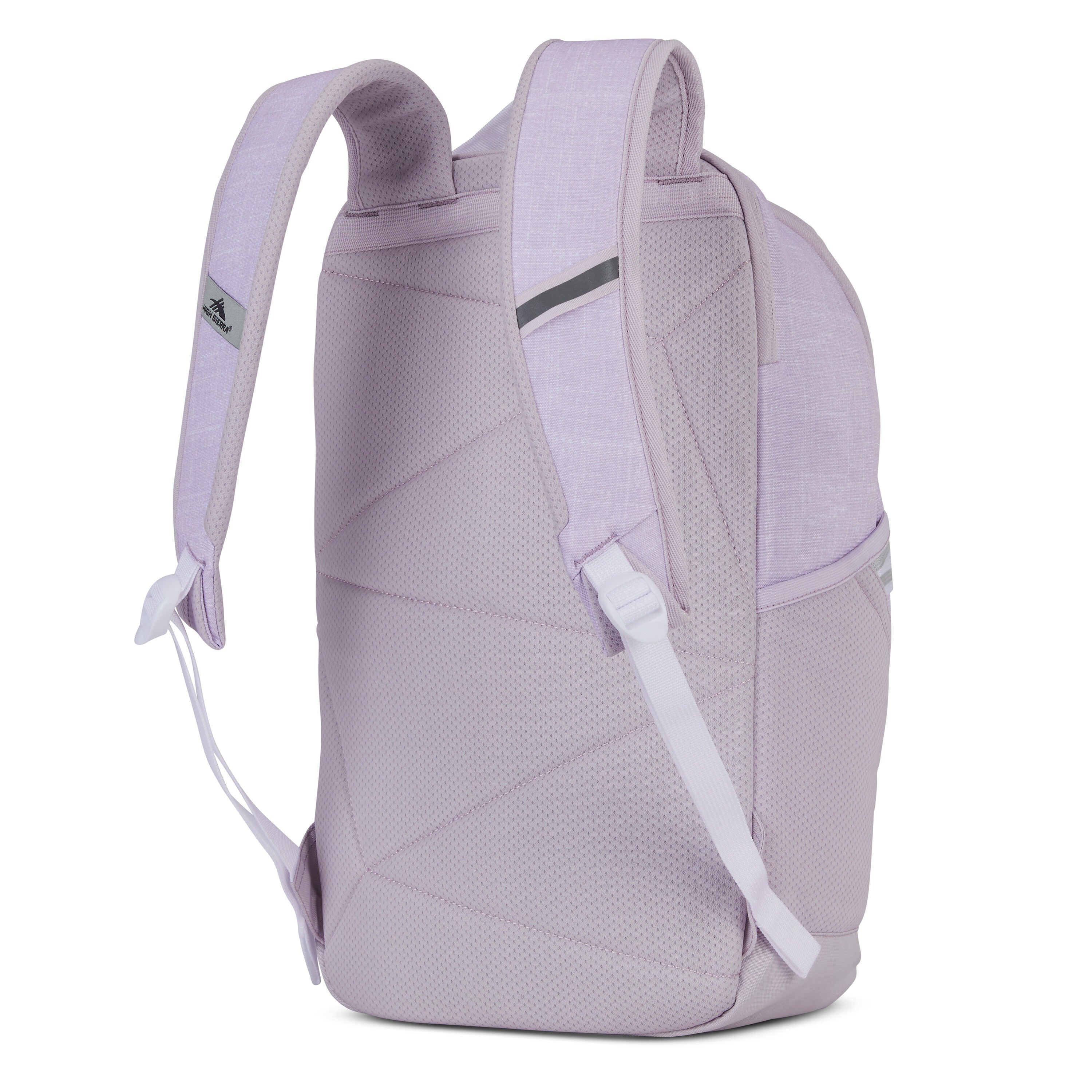 High Sierra Swoop SG Backpack in Hushed Orchid Heather — back view # color_Hushed Orchid Heather
