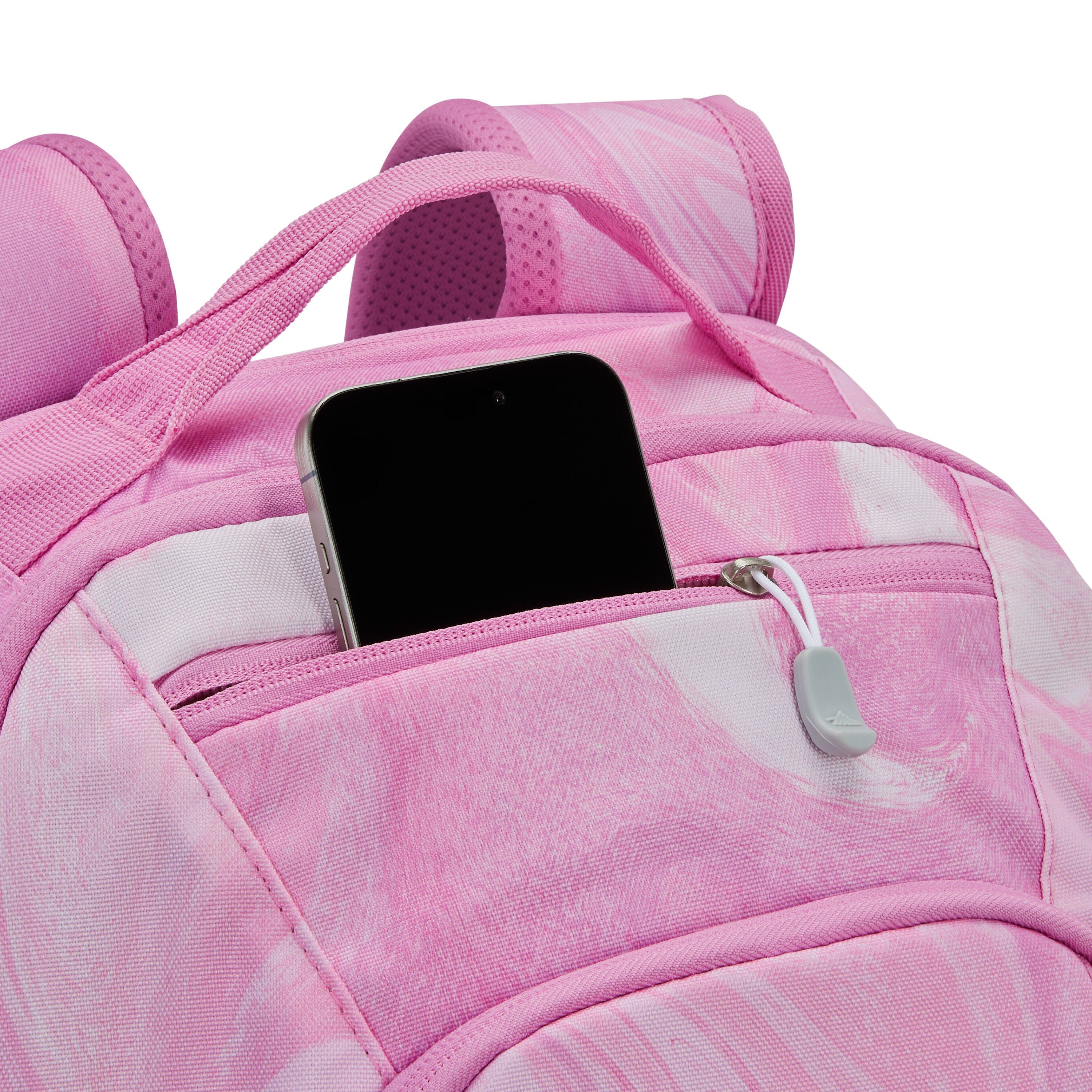 High Sierra Swoop SG Backpack in Pink Marble Swirl — angle view 1