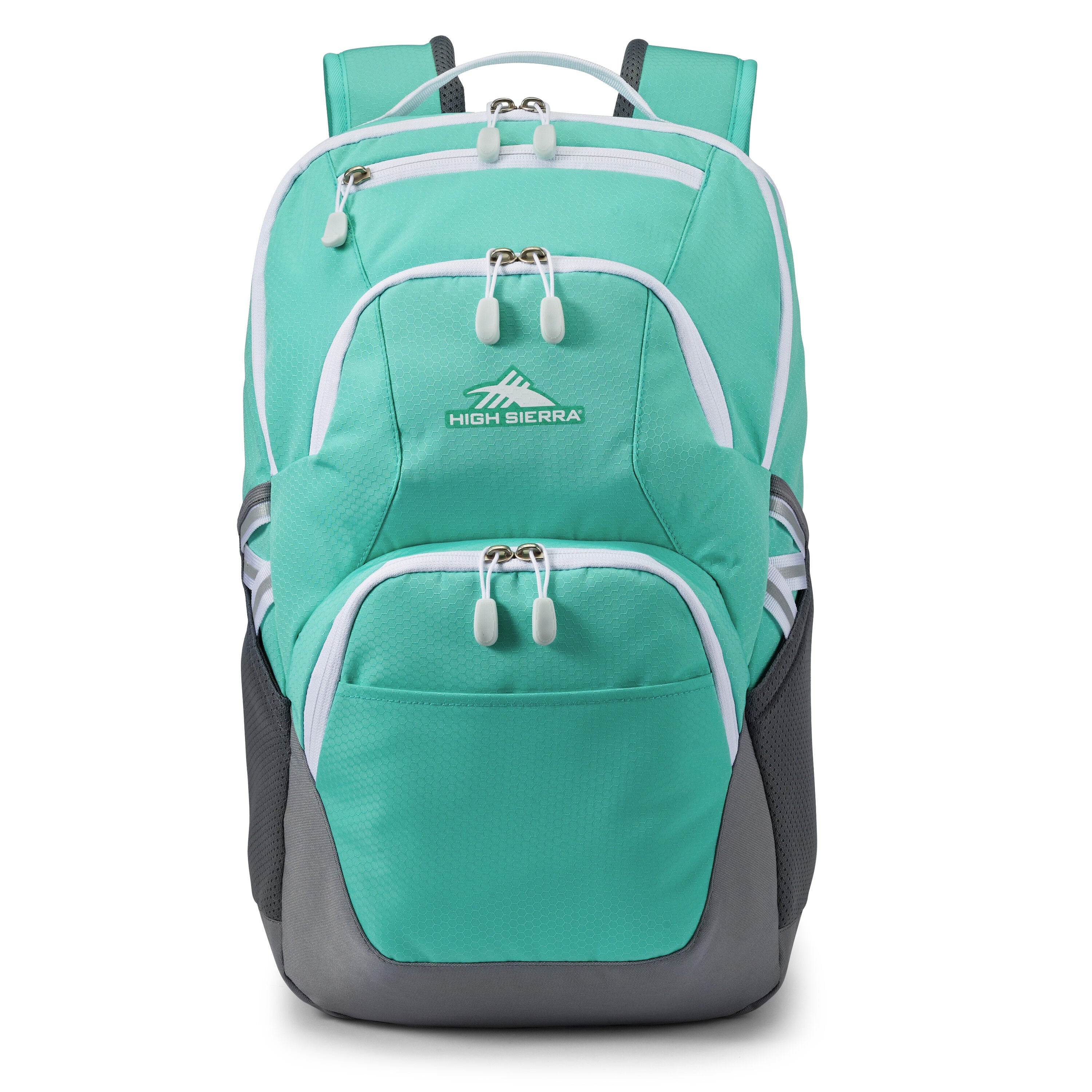 High Sierra Swoop SG Backpack in Aquamarine White — front view # color_Aquamarine White