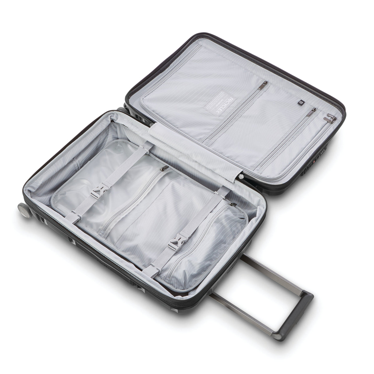 Samsonite Outline Pro Carry-On Spinner in Midnight Black — interior view