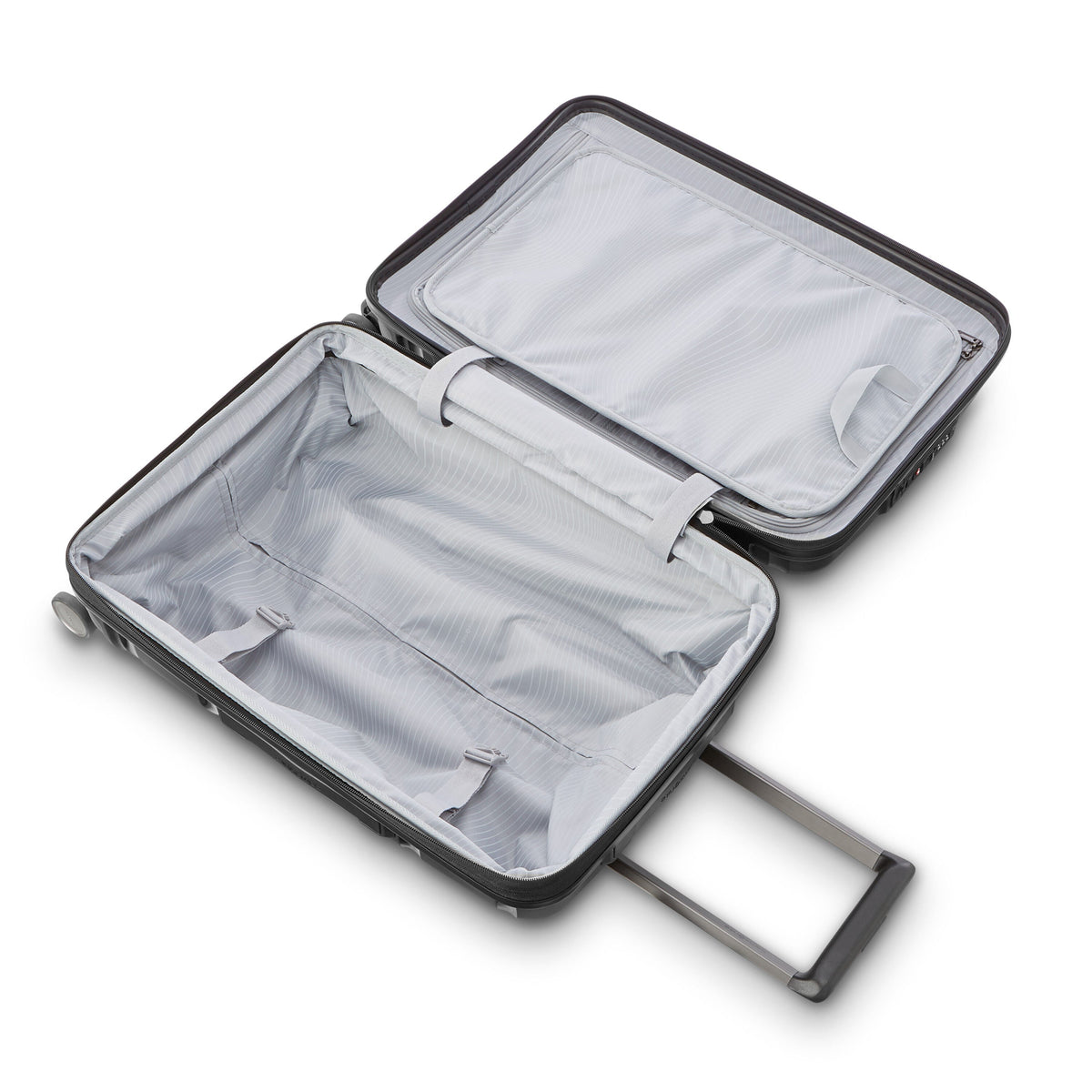 Samsonite Outline Pro Carry-On Spinner in Midnight Black — interior view 2