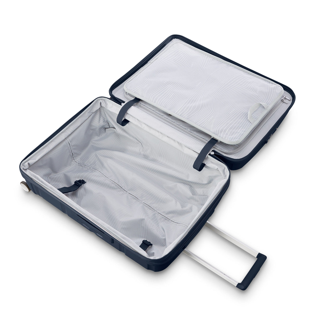 Samsonite Outline Pro Large Spinner in Midnight Blue — interior view