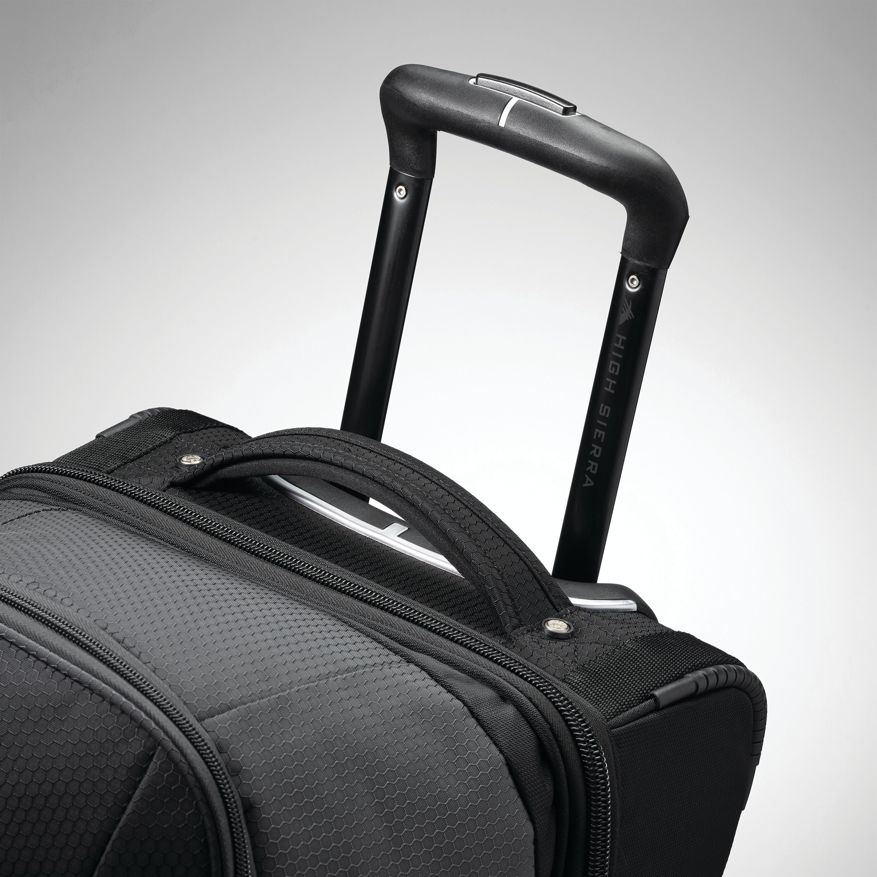High Sierra Fairlead 22" Drop Bottom Wheeled Duffel in Mercury Black — angle view 1