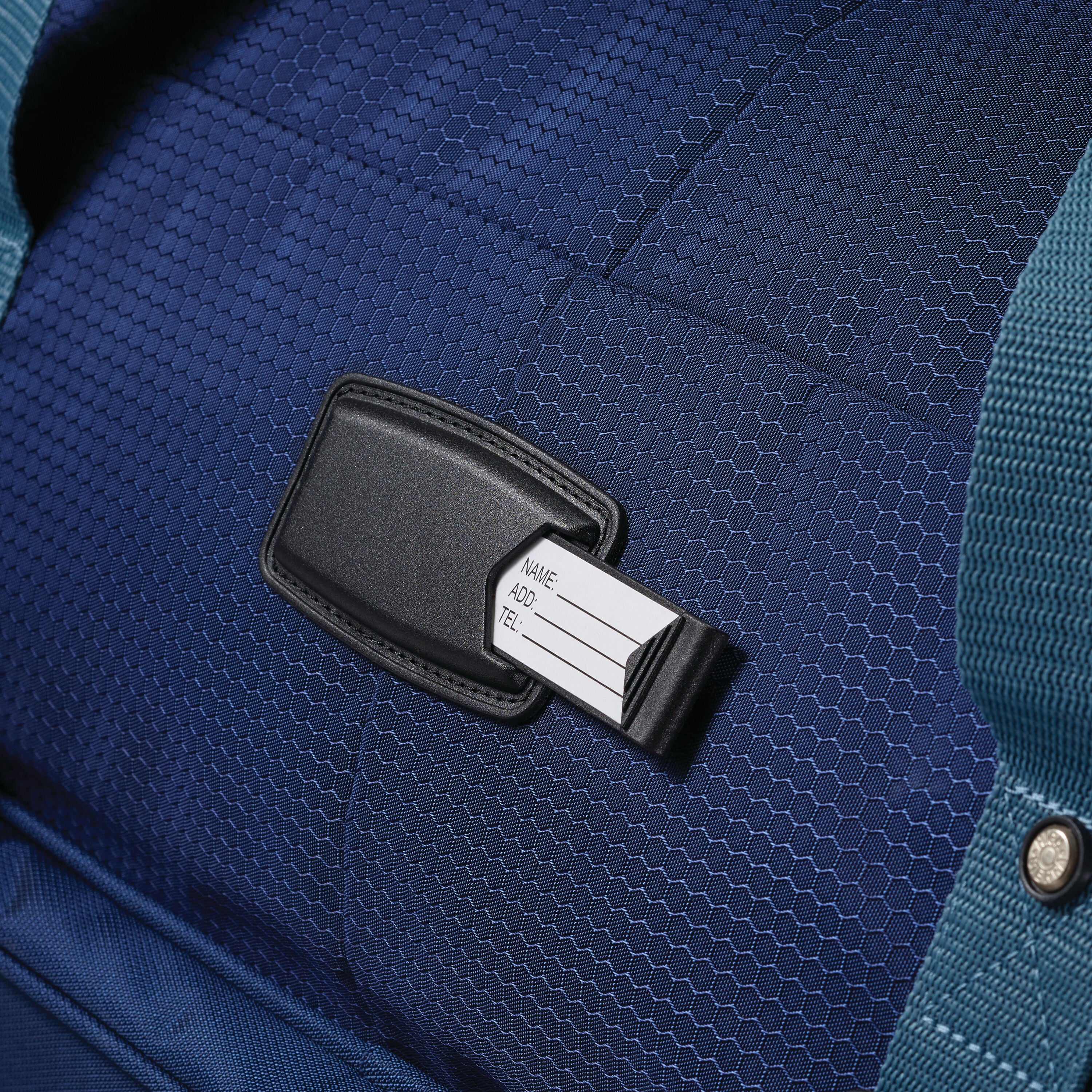High Sierra Fairlead 22" Drop Bottom Wheeled Duffel in True Navy Graphite Blue — angle view 3