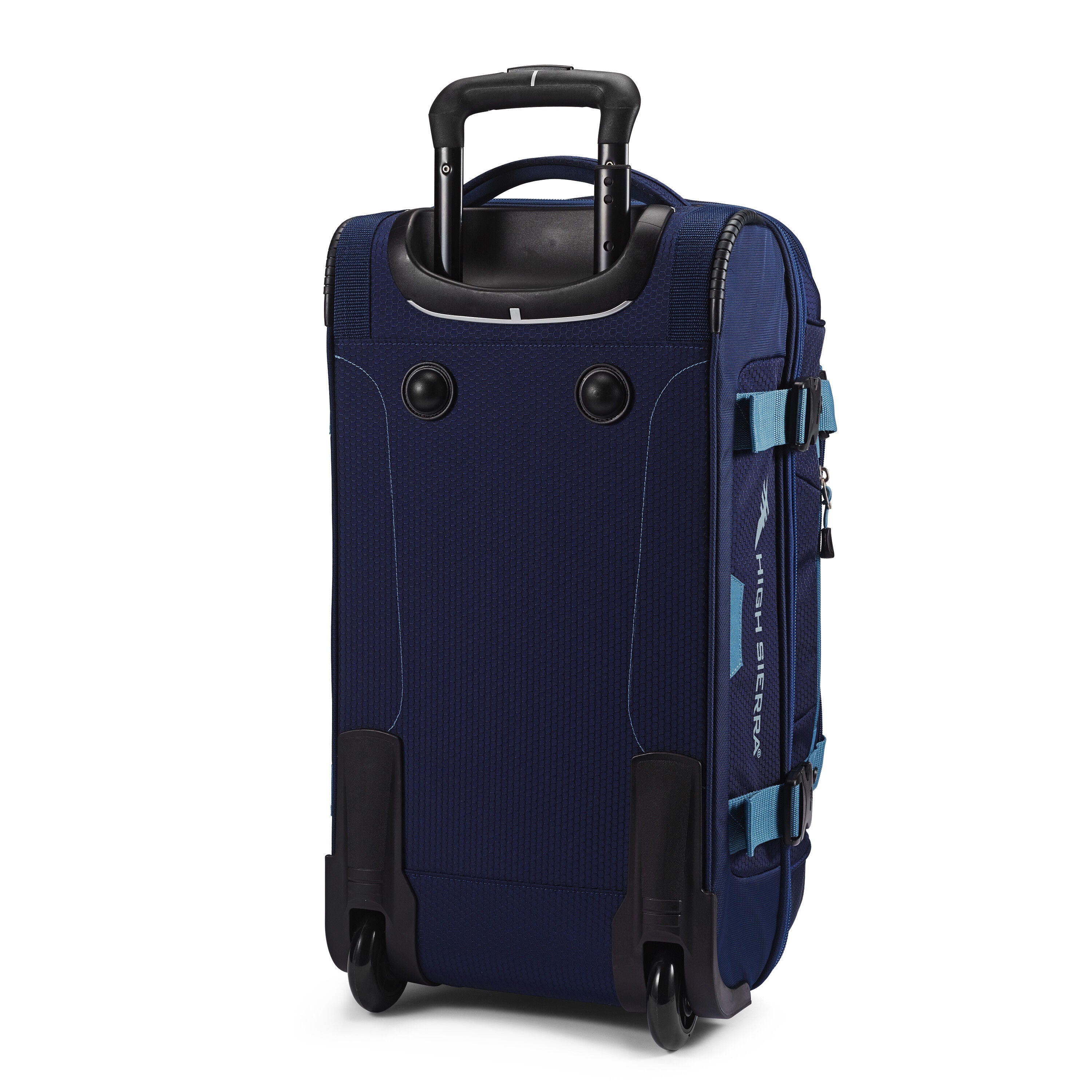 High Sierra Fairlead 22" Drop Bottom Wheeled Duffel in True Navy Graphite Blue — back view
