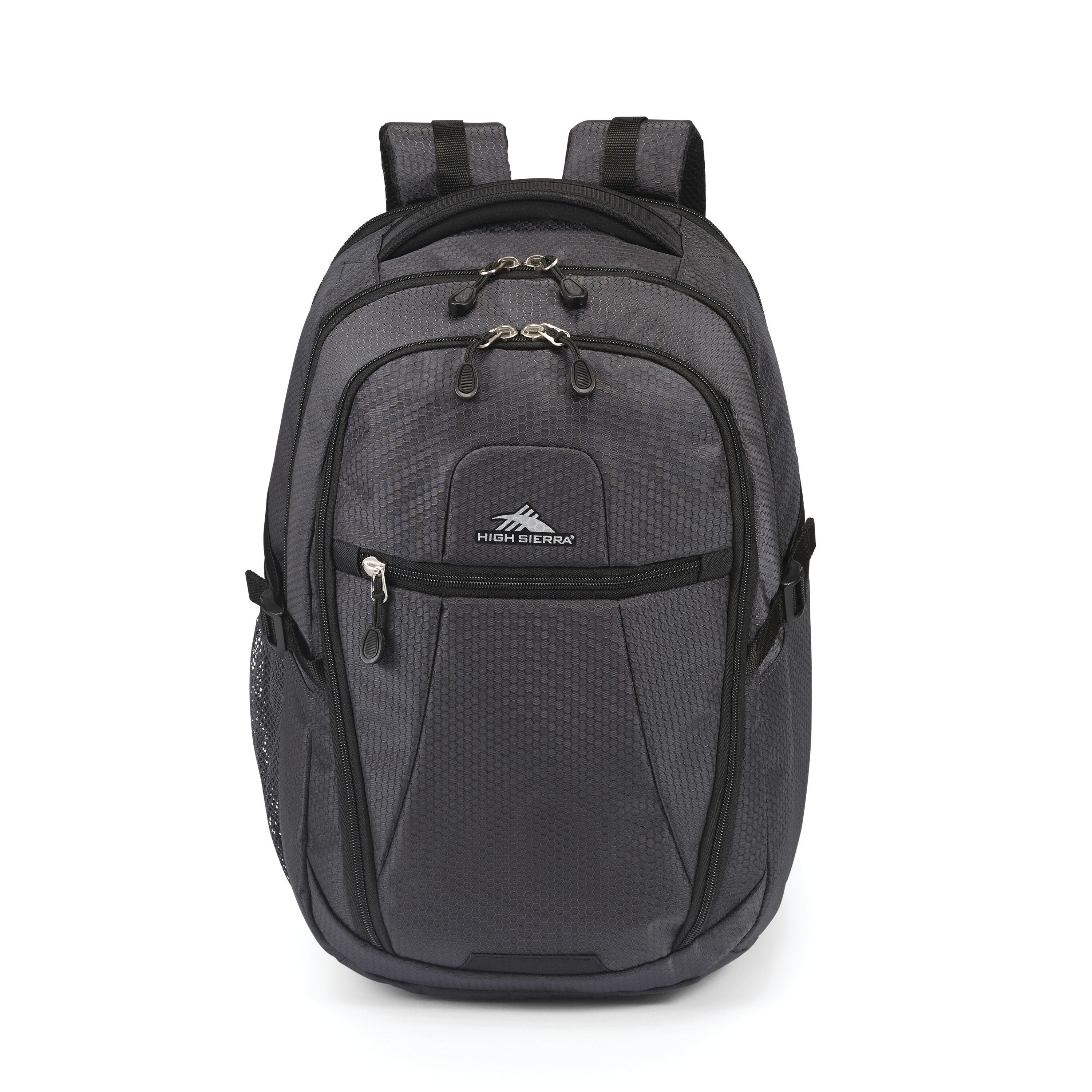 High Sierra Fairlead Computer Backpack in Mercury Black — front view