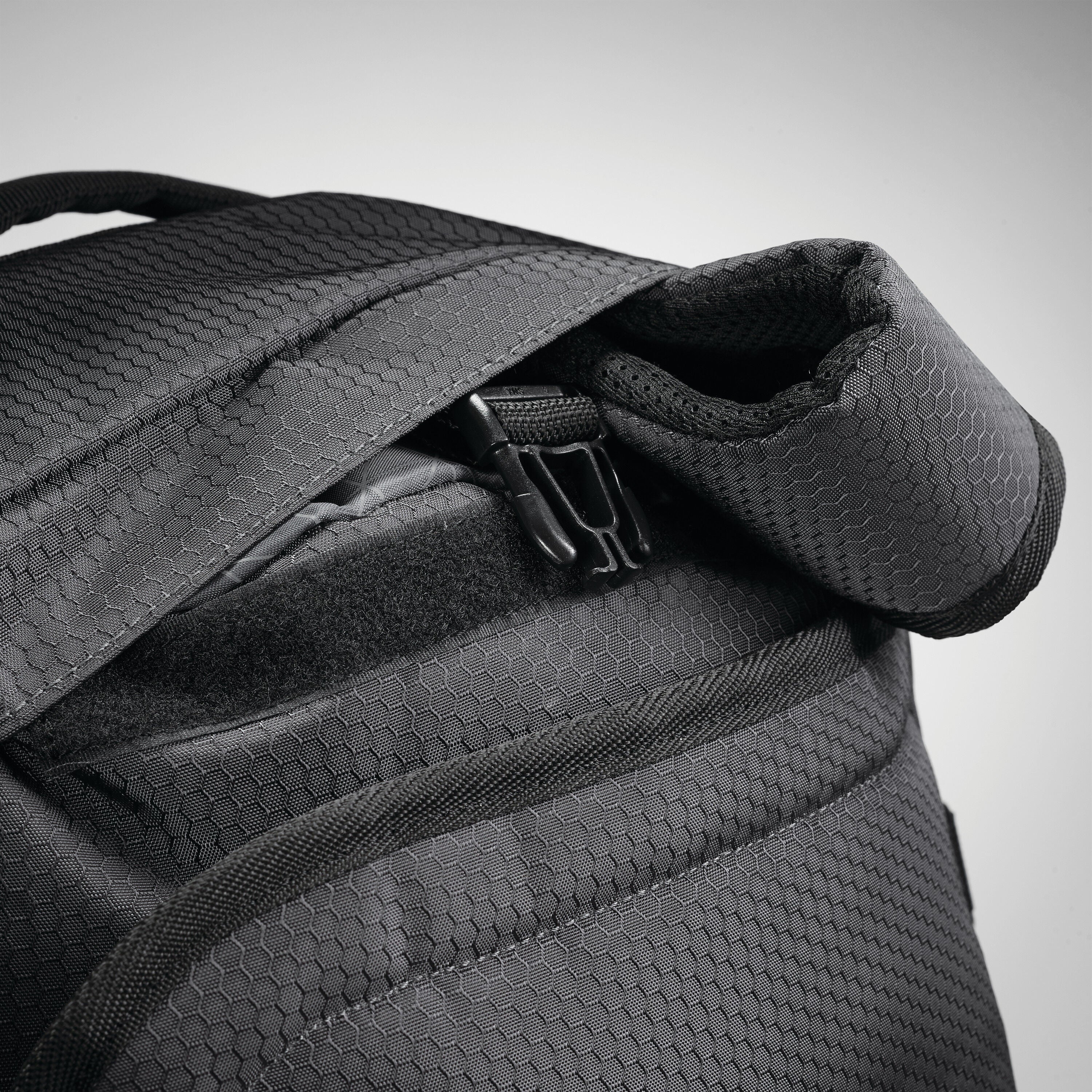 High Sierra Fairlead Travel Duffel Backpack in Mercury Black — angle view 3